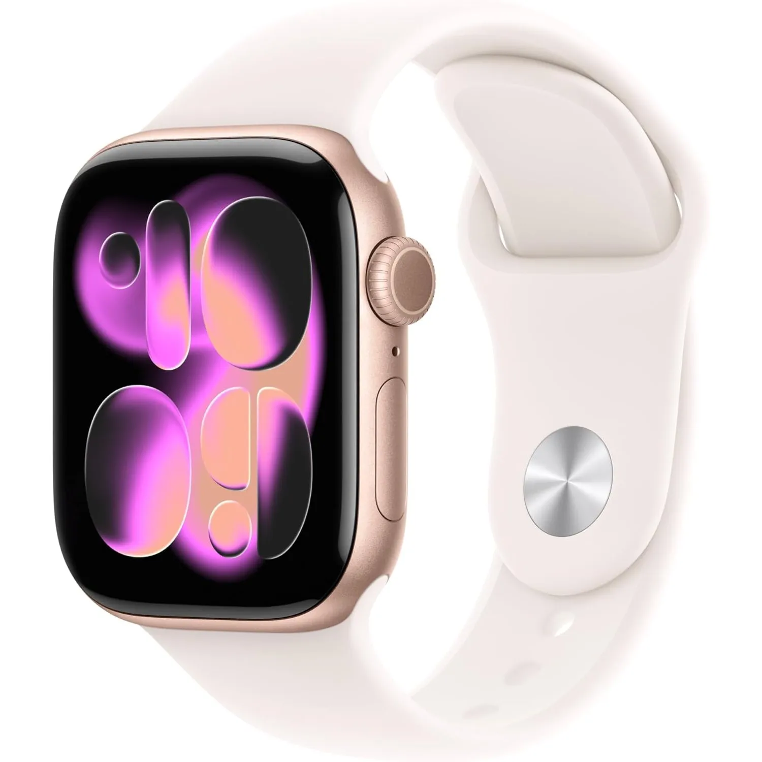 Apple Watch Series 11 GPS + Cellular 42 mm Smartwatch mit Aluminiumgehäuse in Roségold und Sportarmband in Blassrosa (S…