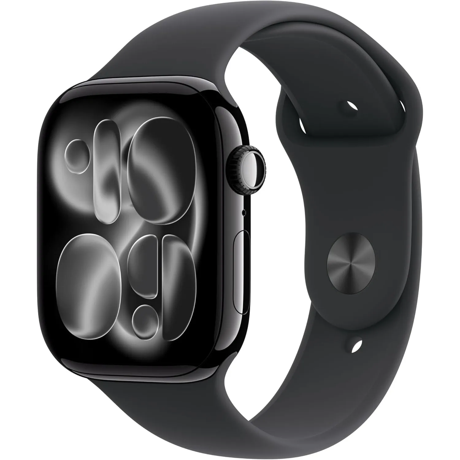 Apple Watch Series 11 GPS + Cellular 46 mm Smartwatch mit Aluminiumgehäuse in Diamantschwarz und Sportarmband in Schwar…