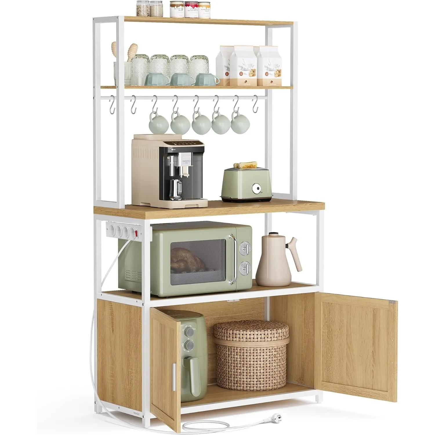 VASAGLE Küchenregal mit Steckdosen, Küchenschrank, 40 x 80 x 170 cm
