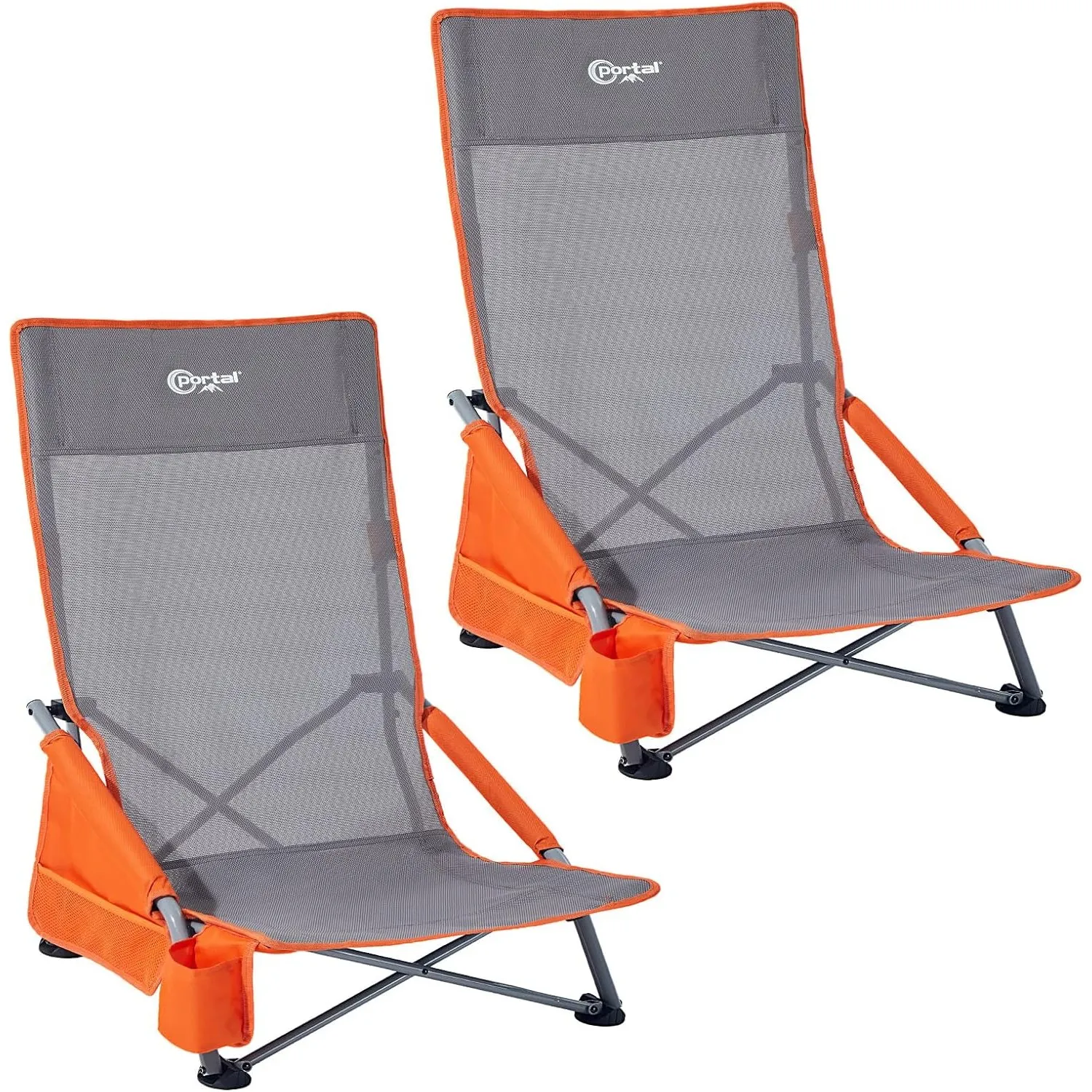 Portal Strandstuhl klappbar mit Hochlehner leicht Campingstuhl faltbar 150KG niedrig atmungsaktives Gewebe Faltstuhl tr…