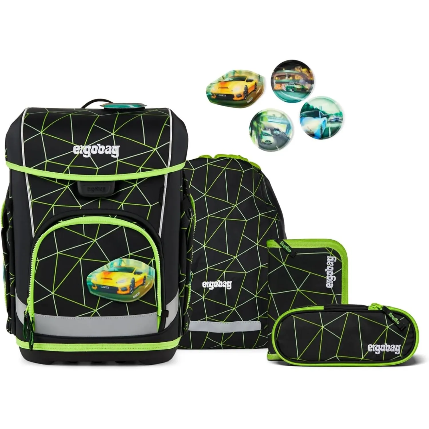 ergobag Schulranzen-Set cubo Light Set CyBär Race - Schwarz