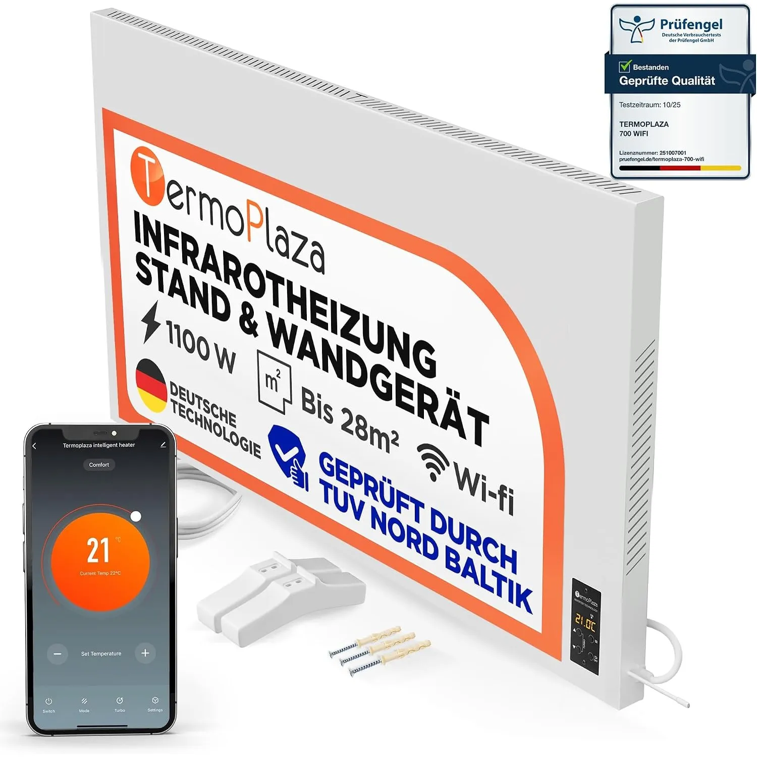 TermoPlaza Infrarotheizung Elektroheizung Standgerät Thermostat bis 28 m²