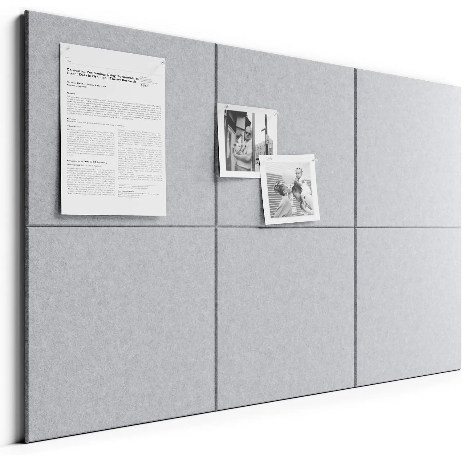 Bumusty Große Filz Pinnwand 90 x 60 cm, 6er-Pack, Light Grey