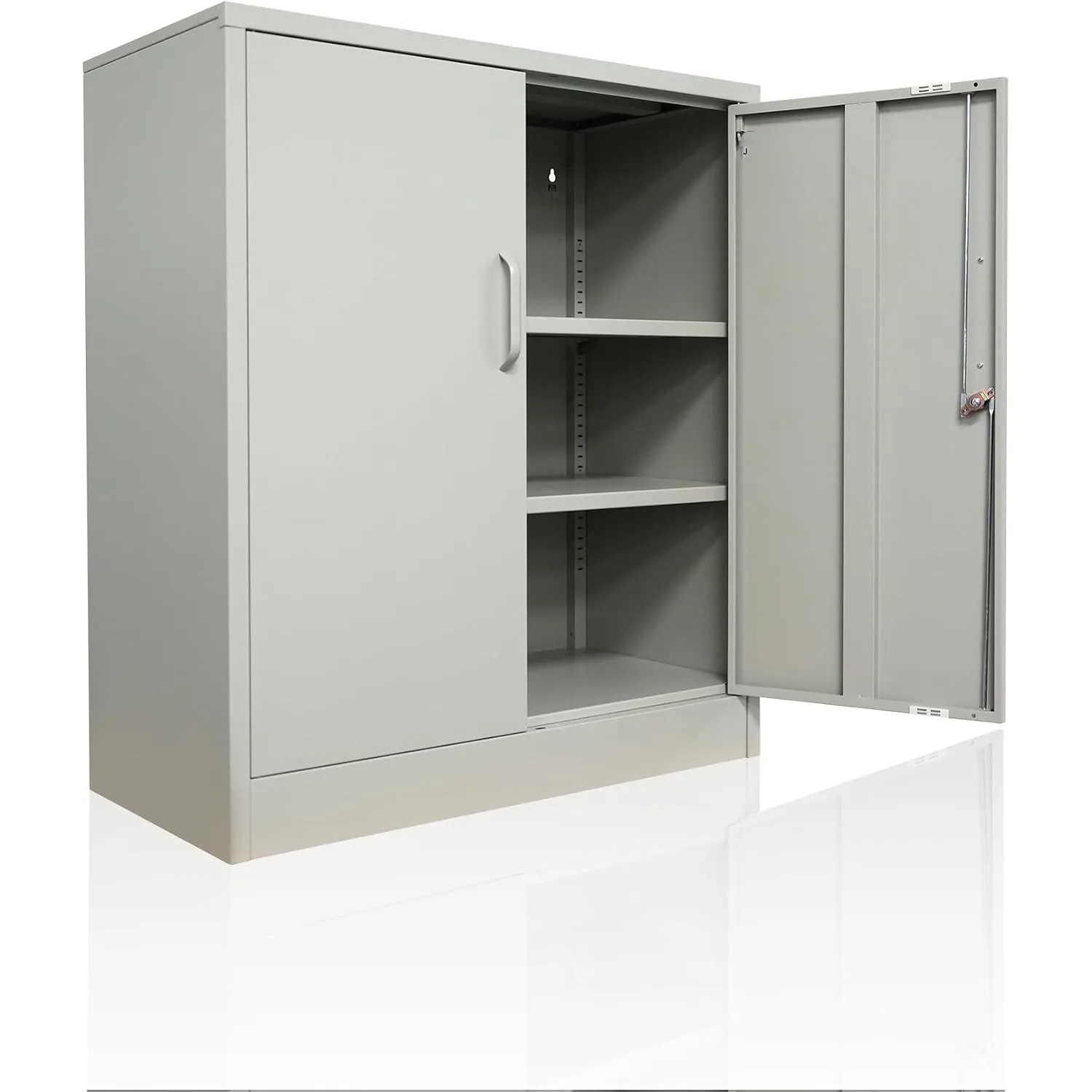 Ondis24 Aktenschrank, Mehrzweckschrank, Schloss, verstellbare Ablagen, Stabil, belastbar, Doppeltüren mit Türmagnet, Gr…