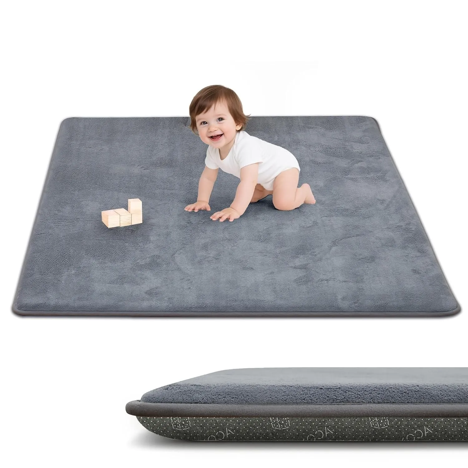ACOMOPACK Baby Spielmatte, 3cm dickes Extra groß Memory-Schaumstoff Matte für Bauchlage, 180 x 200 x 3cm, rutschfester …