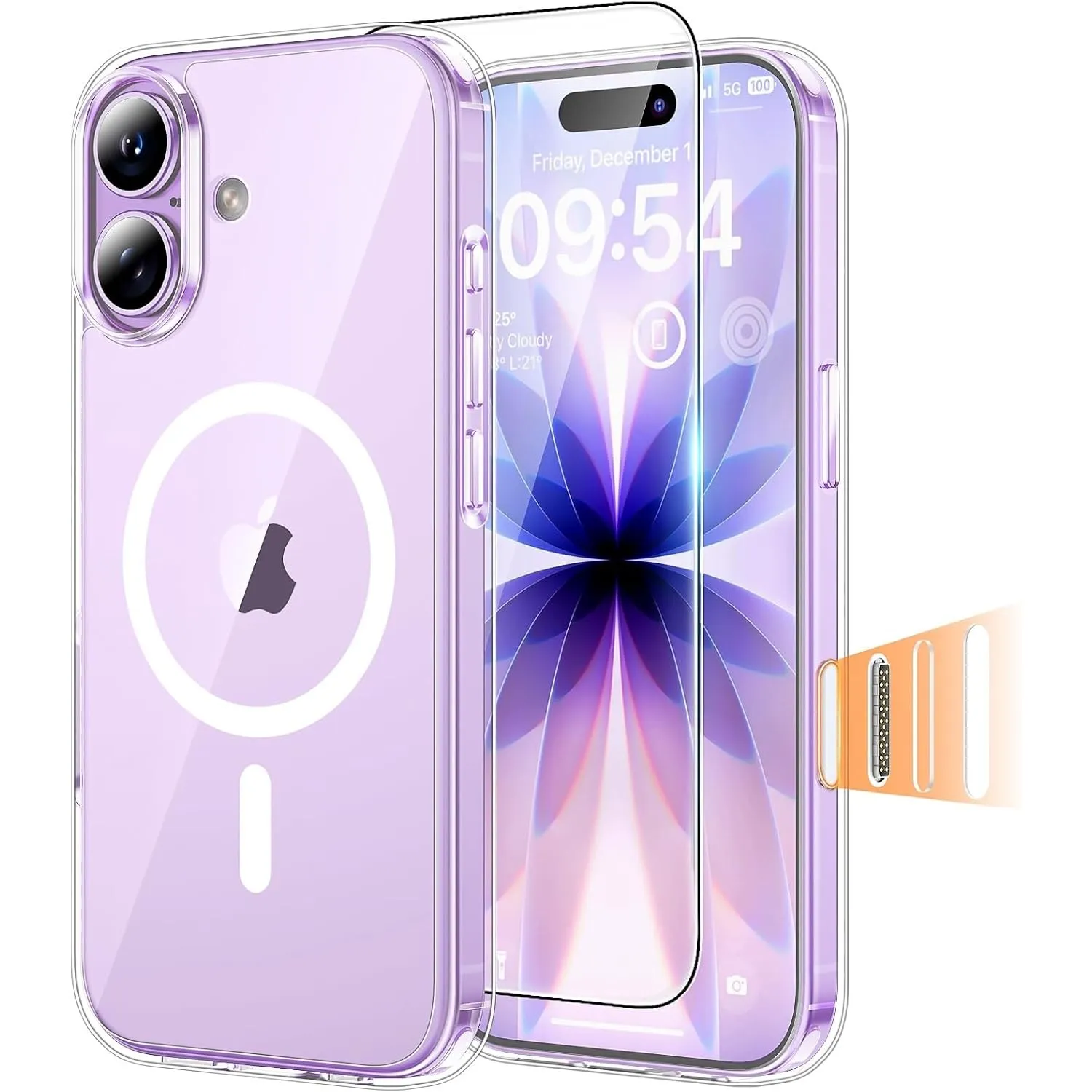 TAURI für iPhone 17 Hülle 6,3" mit Schutzfolie - Durchsichtig