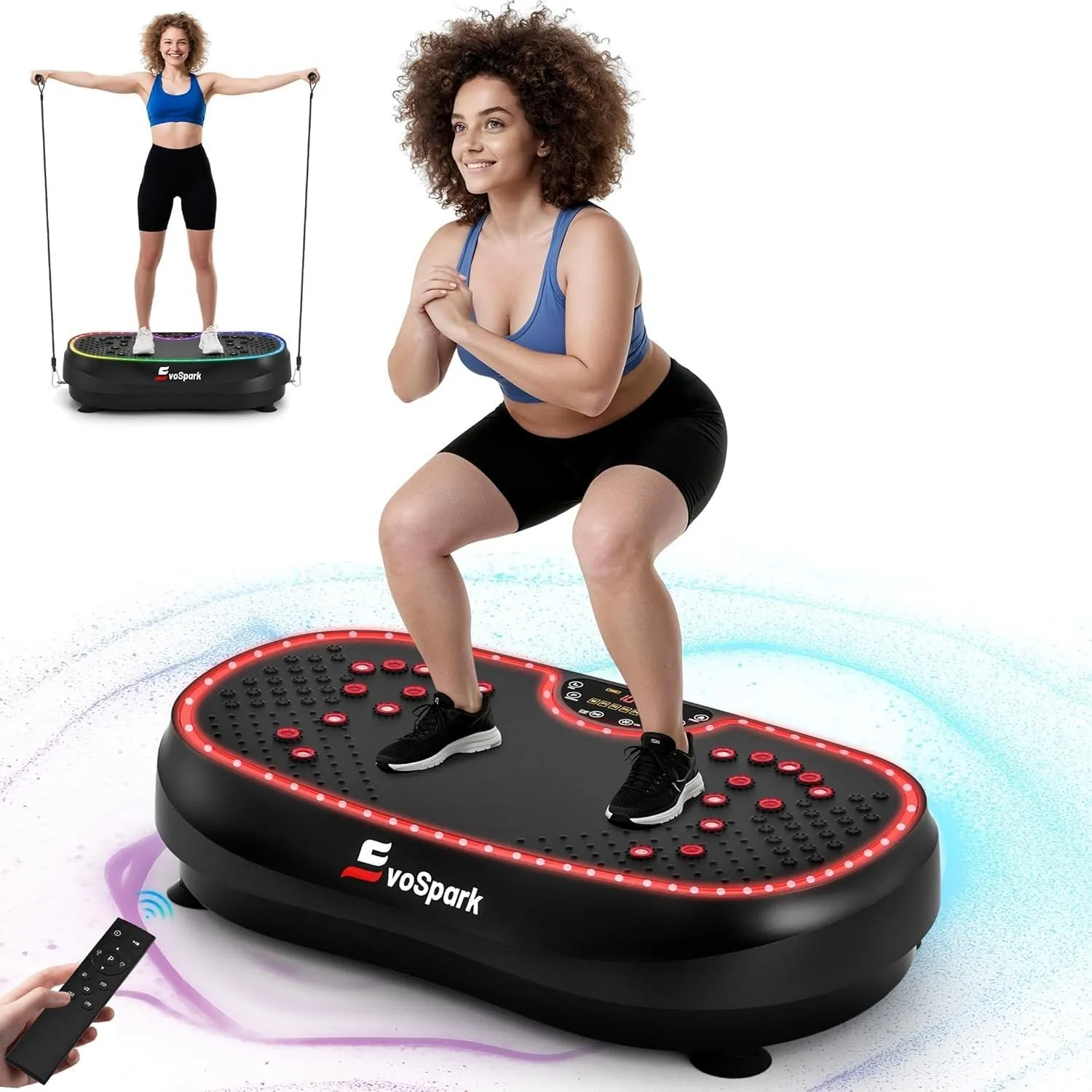 Vibrationsplatte, Vibrationsplatte Testsieger 2026 mit 6+1 Trainingsmodi, 9 coolen LED-Lichtern Vibration Plate für Zuh…