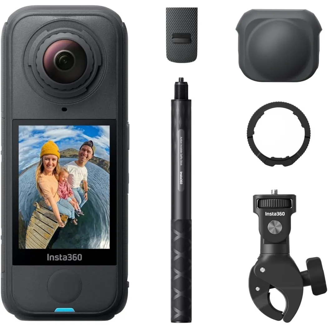 Insta360 X4 Air Motorrad-MultiView-Bundle – 165 g leichte 8K 360°-Kamera, Unsichtbarer Selfie-Stick, auswechselbare Lin…