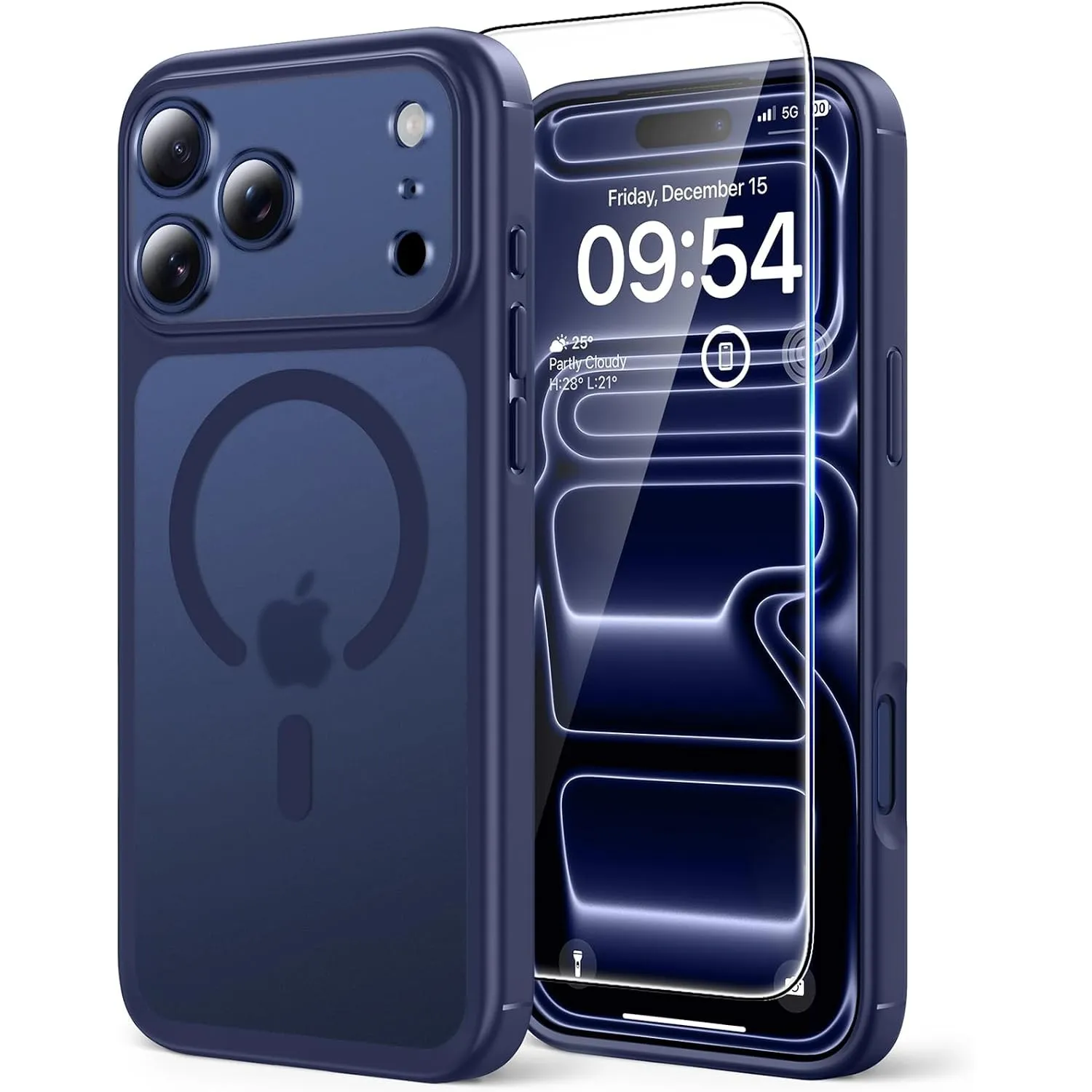 TAURI für iPhone 17 Pro Hülle 6,3" mit Schutzfolie - Matt Tiefblau
