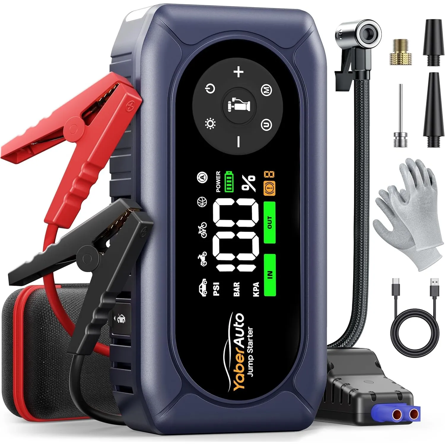 6000A Starthilfe Powerbank für Pkw mit Kompressor 150PSI, Auto Starthilfe Powerbank für Alle Benzin und 10.0L Diesel, S…