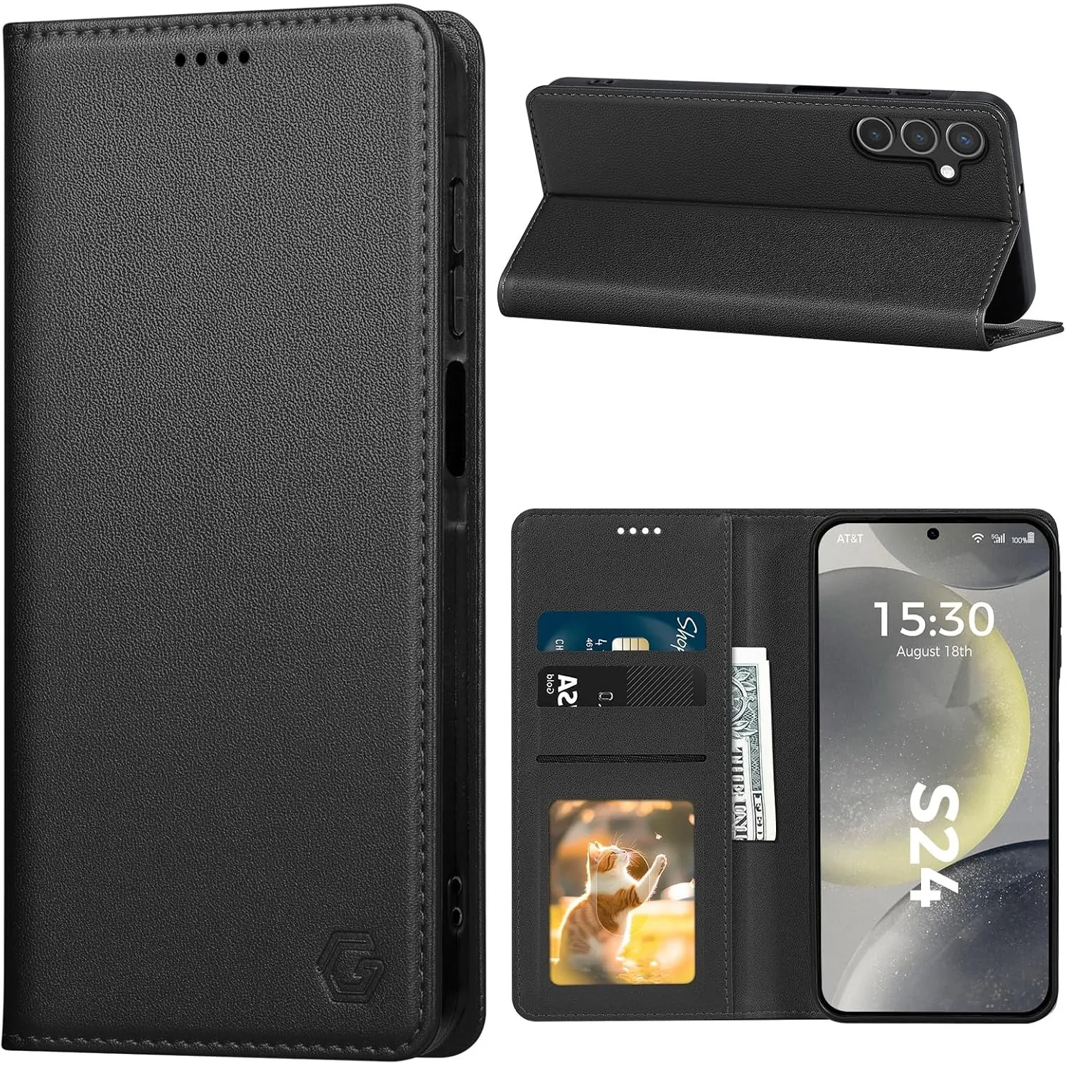 Handyhülle für Samsung Galaxy S24 5G Hülle, Kartenfach Premium PU Leder Klapphülle Schutzhülle, Standfunktion Tasche Fl…