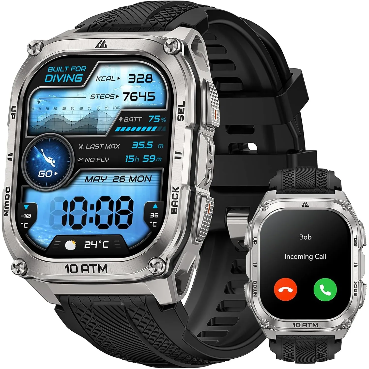 KOSPET Tank M4 Robuste Smartwatch Herren, Dual-Band GPS, Offline-Karten