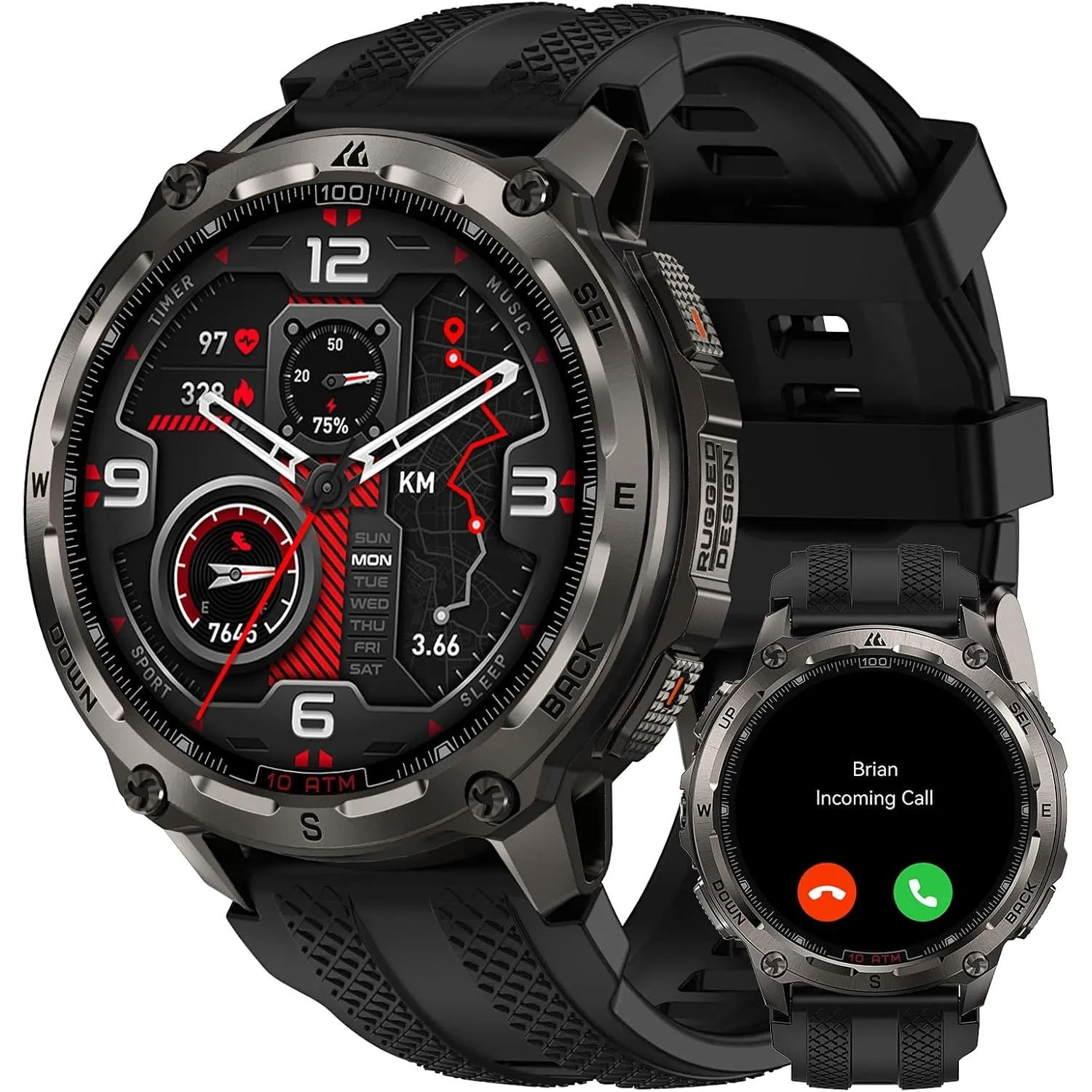 KOSPET Tank T4 GPS Smartwatch Herren, Voll Edelstahl, Offline-Karten