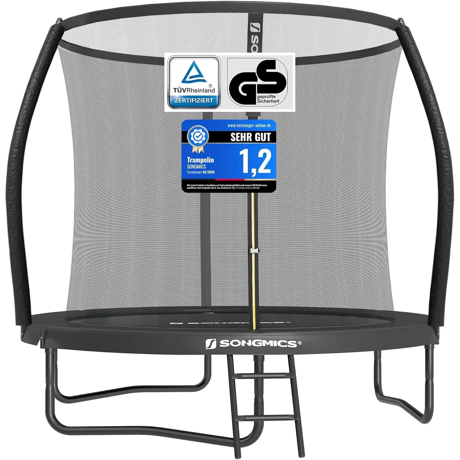 SONGMICS Trampolin Outdoor Ø 244/305/366/427 cm, rundes Gartentrampolin Kindertrampolin mit Sicherheitsnetz, Randabdeck…