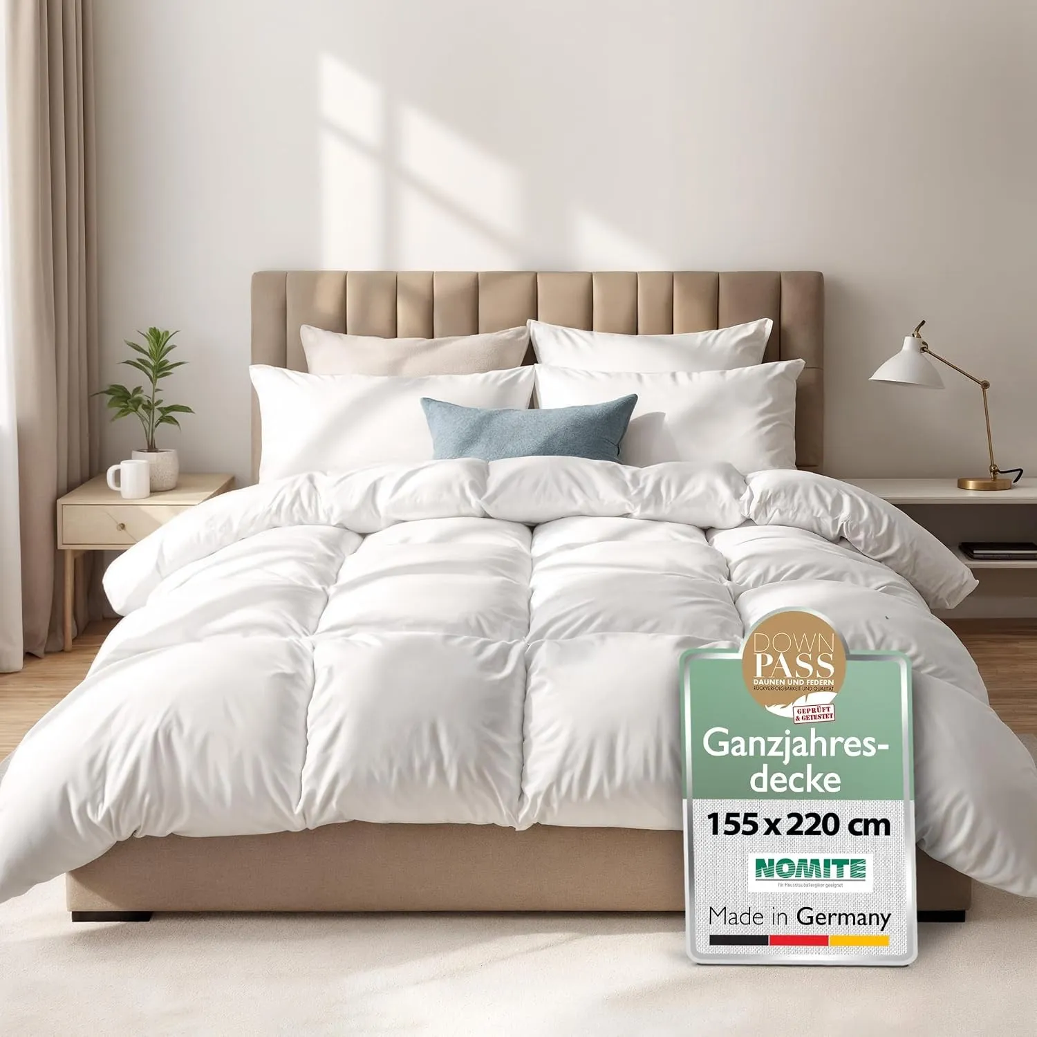 Beautissu Ganzjahresdecke Federbettdecke mit Daunen Federn Downpass Nomite