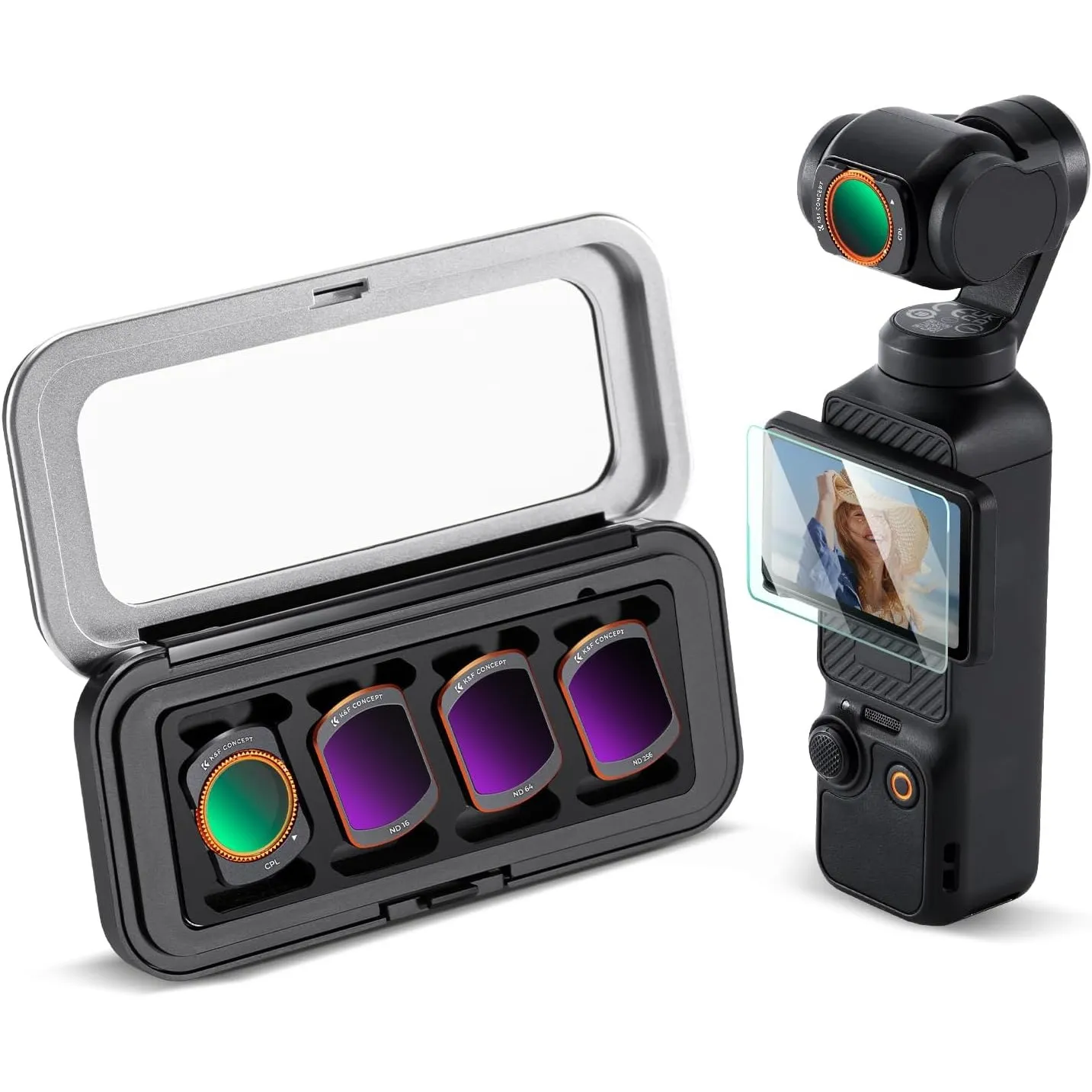 K&F CONCEPT FD161 ND Filter Set kompatibel mit DJI Osmo Pocket 3/4 | Magnetisches 4er Set: CPL + ND16 + ND64 + ND512, A…