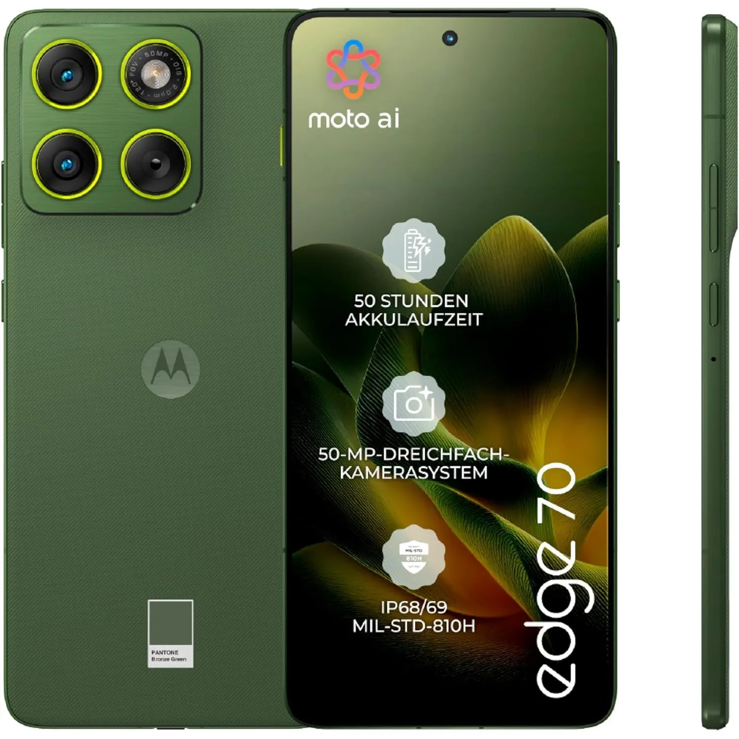 Motorola Edge 70 Smartphone (Robustes 6,67"-pOLED-Display mit Gorilla Glass 7i, 50-MP-Kamera, 12-512 GB, Wasser- und hi…