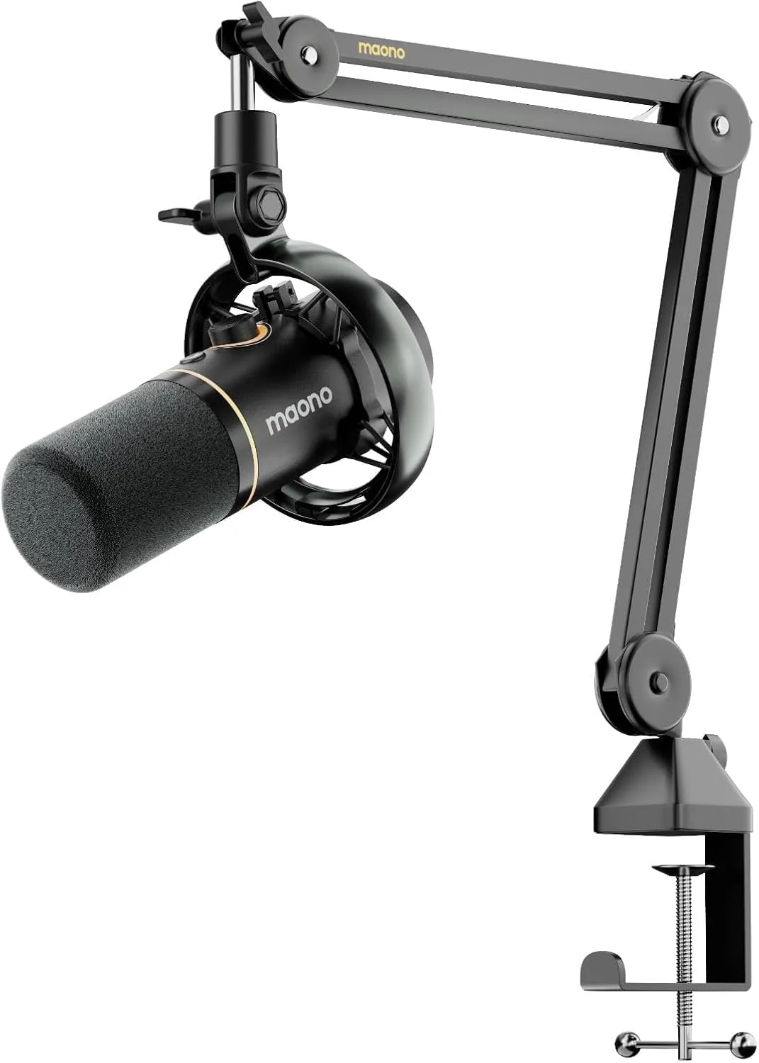 MAONO PD200W Hybrid Wireless Podcast Mikrofon für PC, XLR-USB-Dynamische Mikrofon-Set mit Arm, Software, Geräuschunterd…