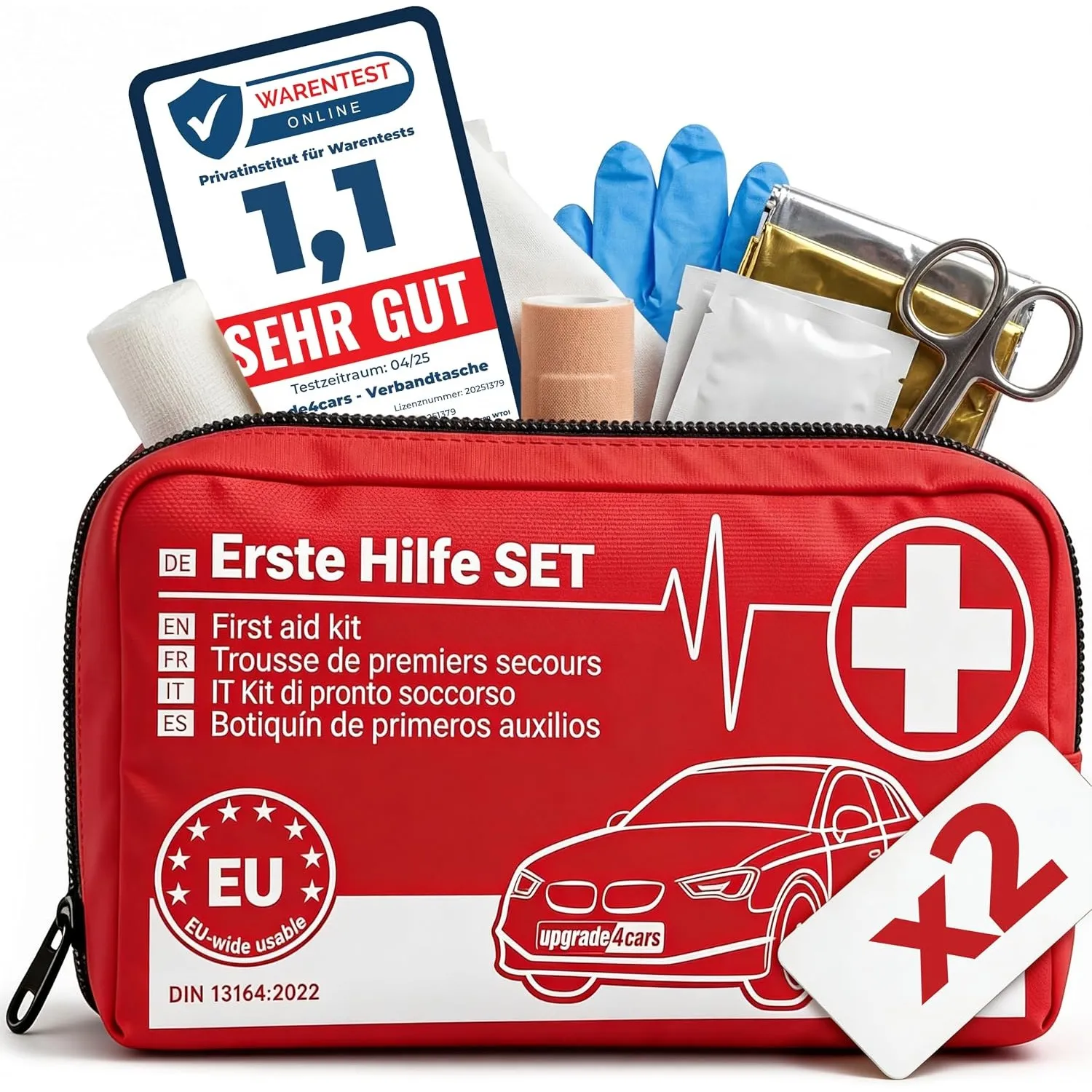 Upgrade4cars 2 x Auto Verbandskasten Version 2026 DIN 13164 Kfz Zubehör