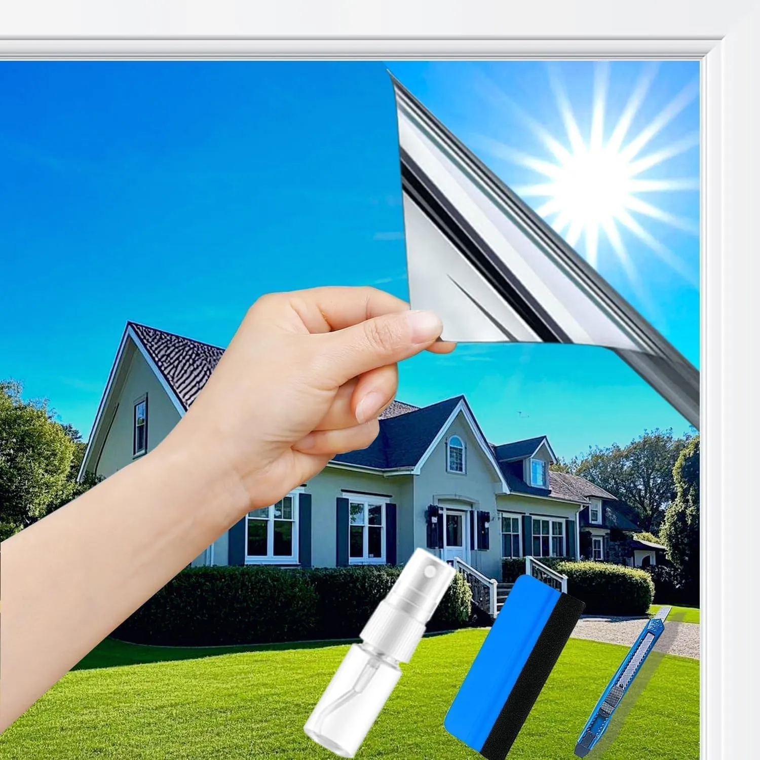 Mirror Film Window Privacy Screen 100 x 200 cm UV Film Window Heat Protection Film Opaque Window Film Self-Adhesive Sun…