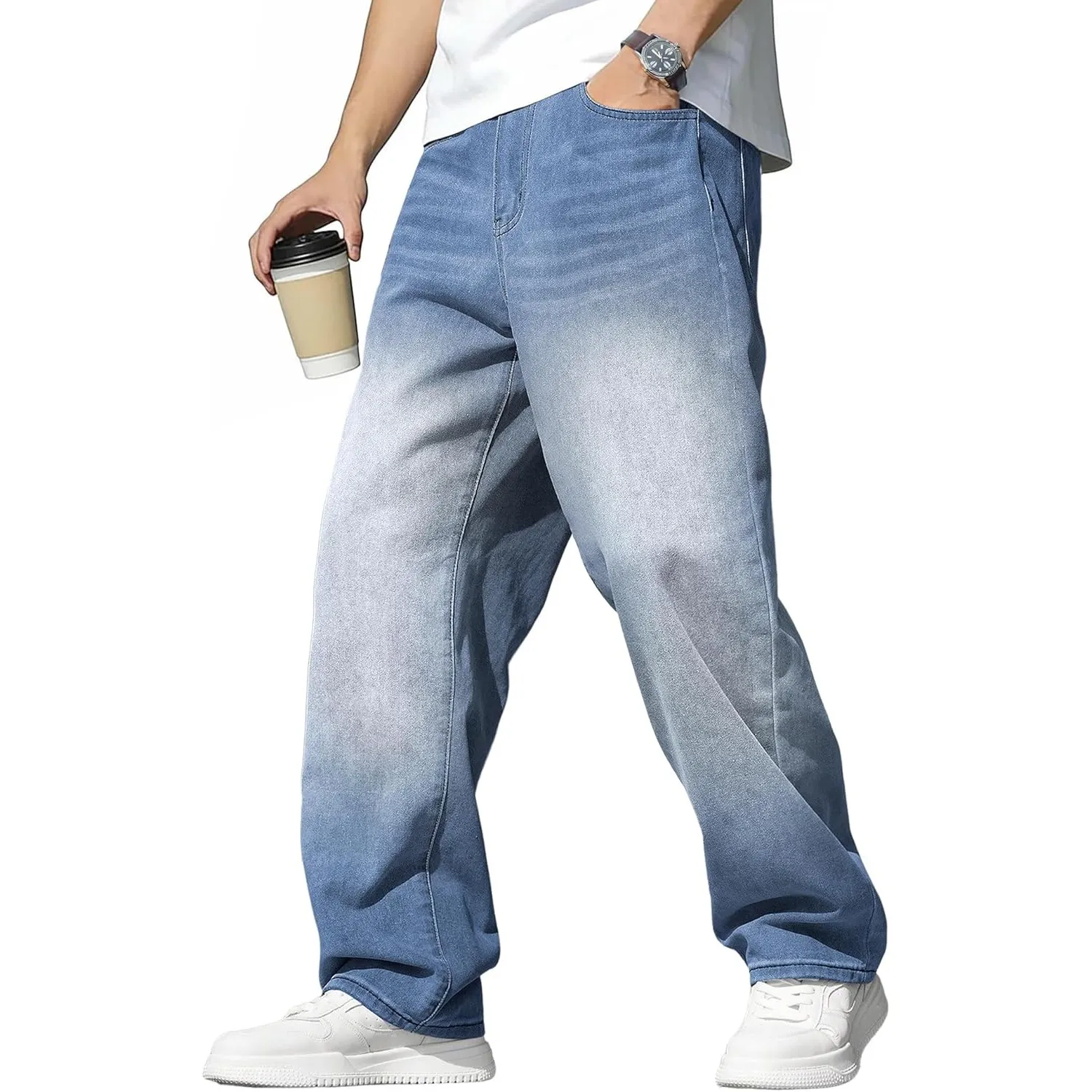 JMIERR Jeans Herren Baggy Weite Jeans Hose Herren Stretch Vintage Y2K Hip Hop Denim Hosen Loose Fit Streetwear Freizeit…