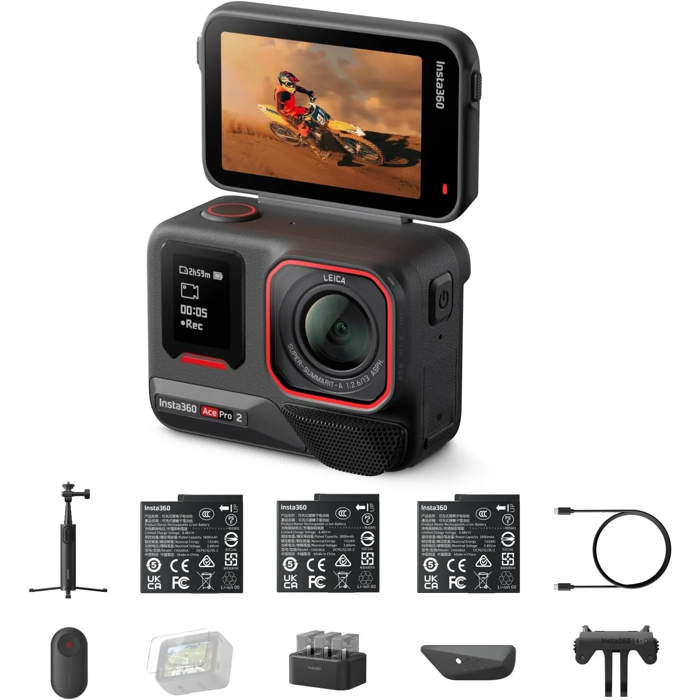 Insta360 Ace Pro 2 Creator-Bundle- 8K wasserdichte Actionkamera mit Leica entwickelt, 1/1,3" Sensor, Dual-KI-Chip-Syste…