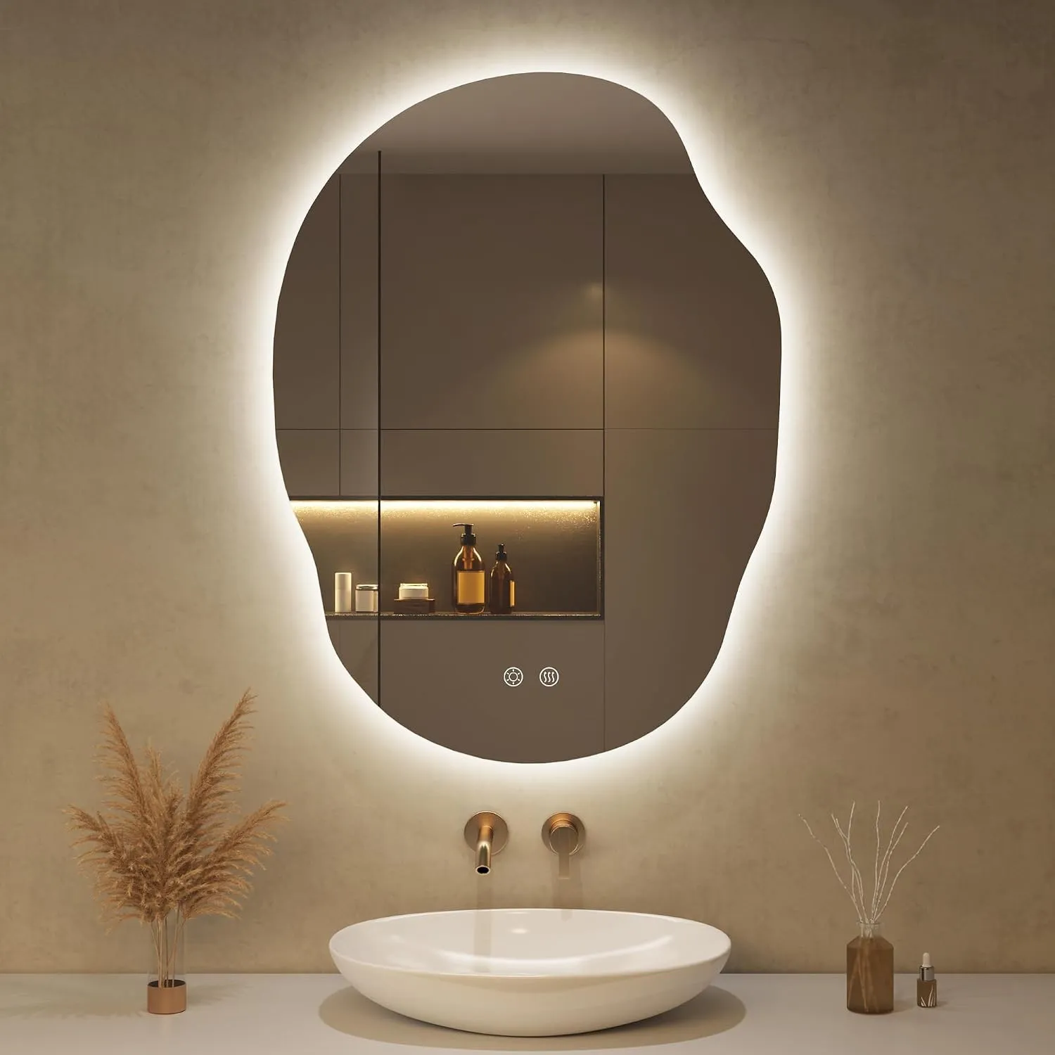 LED Badspiegel mit Beleuchtung Asymmetrischer 56x76cm