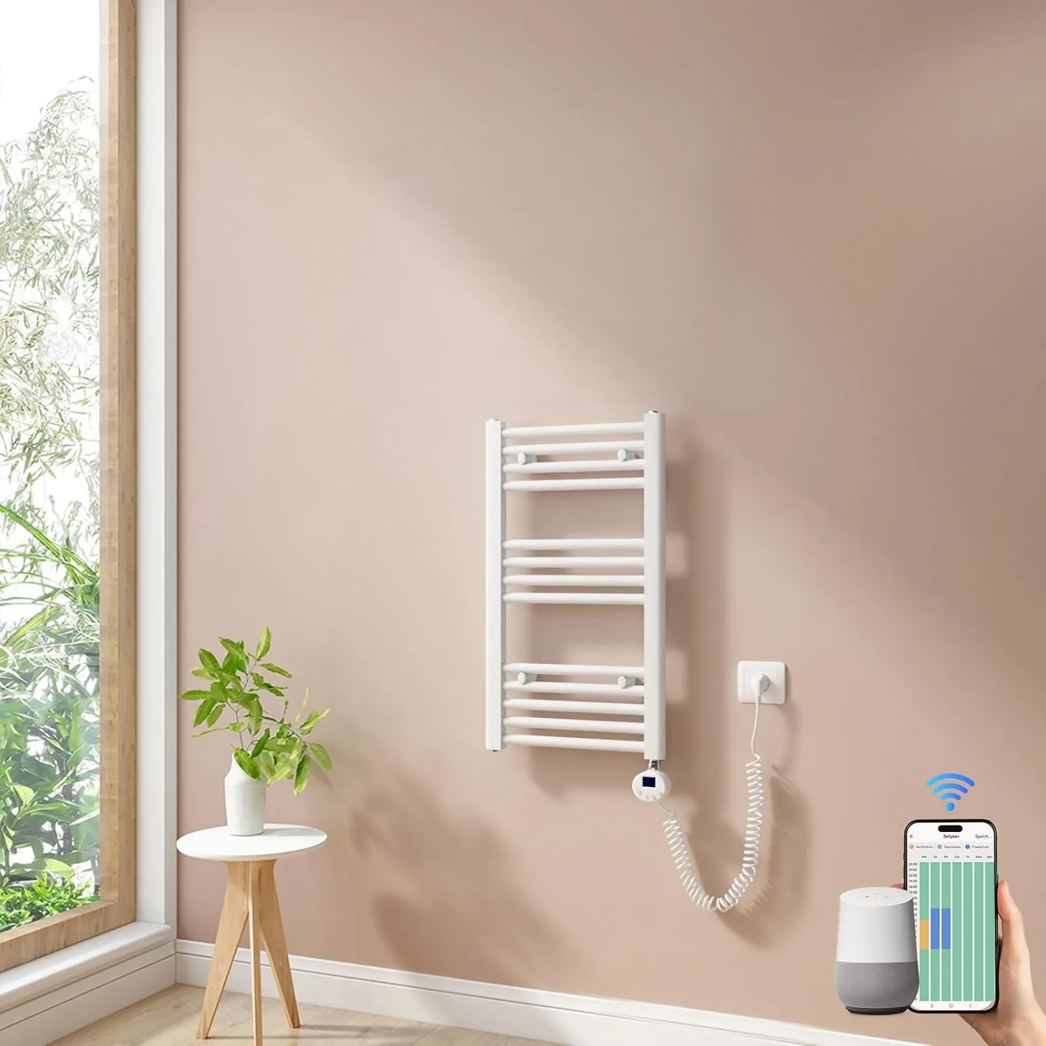 Heilmetz Smart WiFi Badheizkörper Elektrisch 70x40cm Elektrischer Handtuchtrockner mit Thermostat und Timer-Funktion Ge…