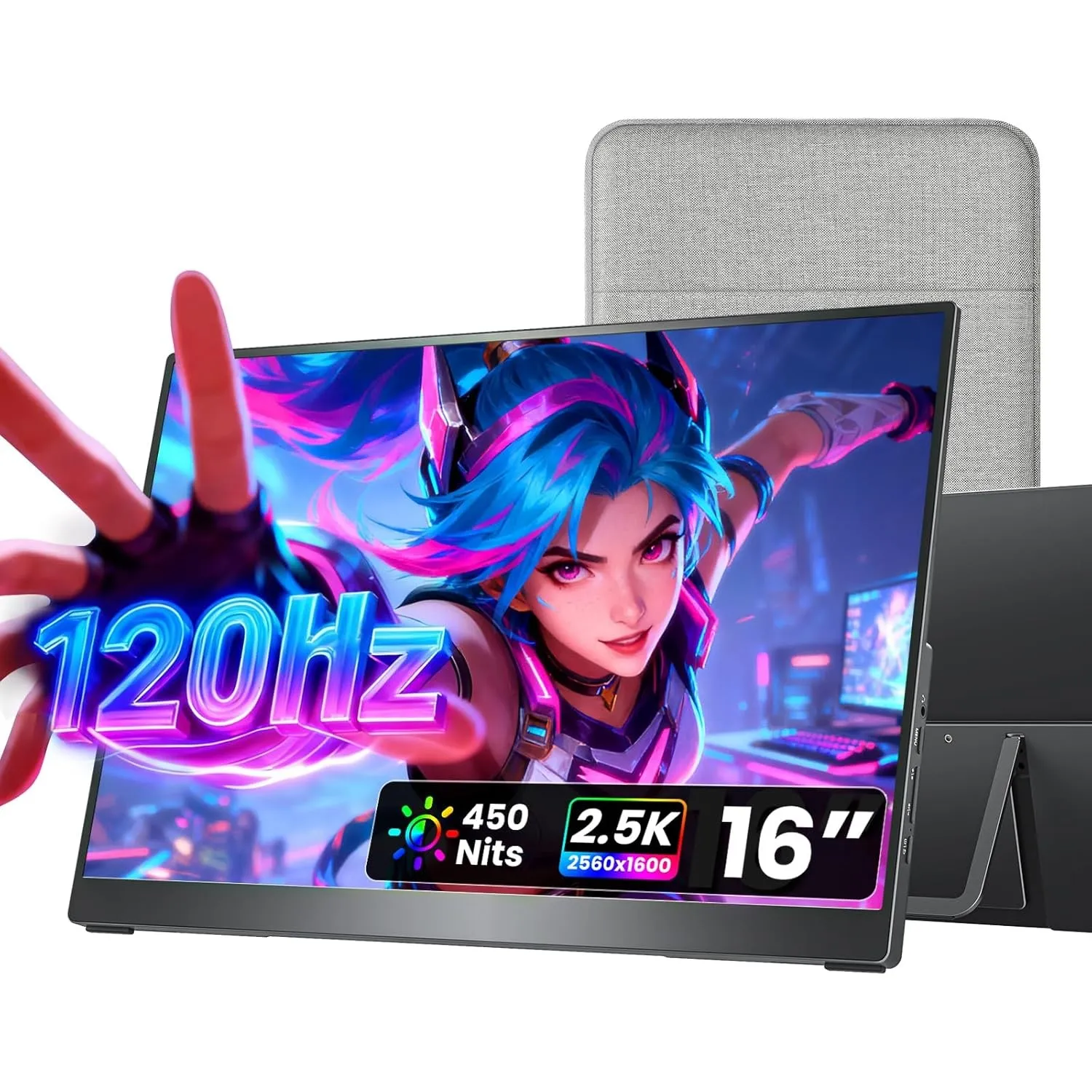 cocopar Portable Monitor 16 Zoll 2.5K QHD 110% sRGB Mobiler Bildschirm Lautsprecher HDMI USB-C Tragbarer Monitor für La…