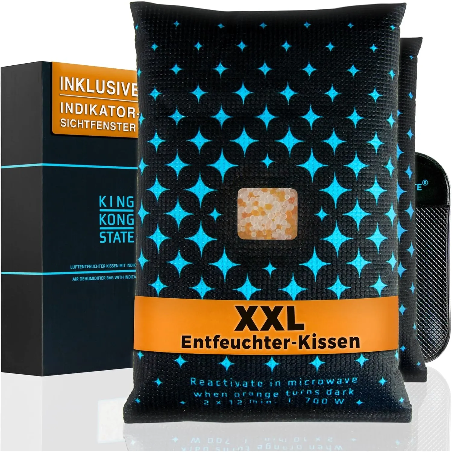 King Kong State Luftentfeuchter für Autos - XXL Entfeuchter-Kissen 2x 1,2kg für beschlagene Autoscheiben - mit Indikato…