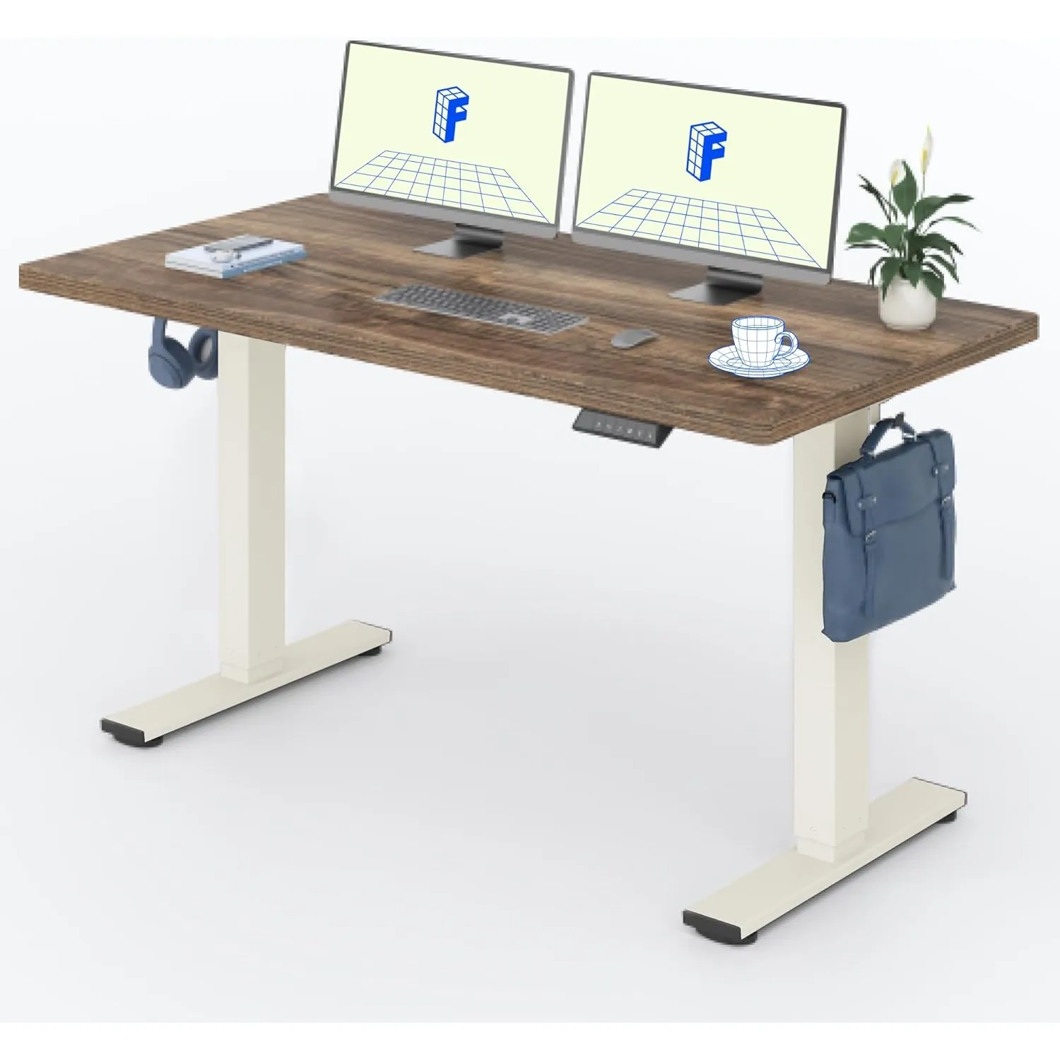 FLEXISPOT Höhenverstellbarer Schreibtisch Basic 160x80cm | mit Haken und 25mm EINTEILIGER Tischplatte, ergonomischer Sc…