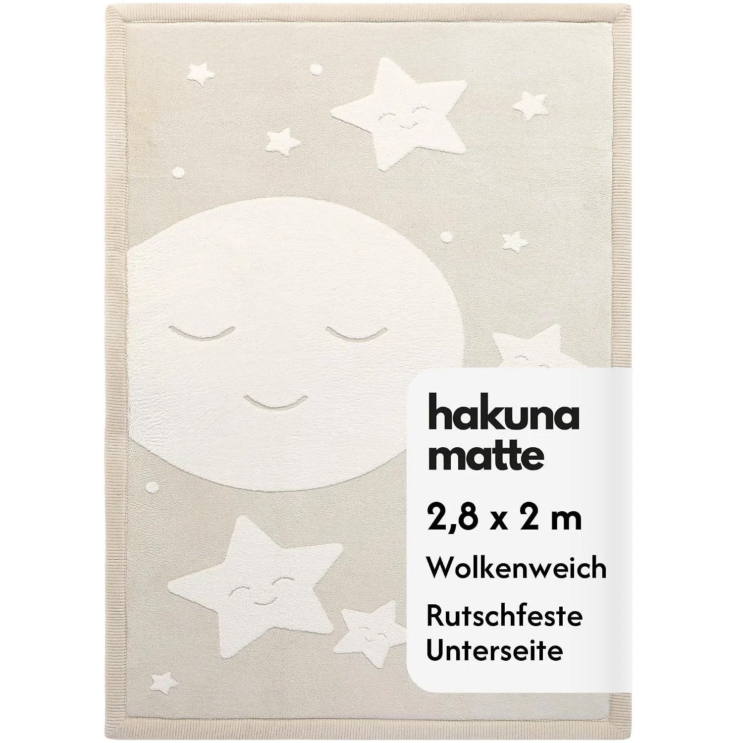 Wolkenweiche Spielmatte Baby 280x200x2,5cm, 3D mond&Sterne, Tatami Matte | Teppich für Kinderzimmer mit hochwertigem Ho…