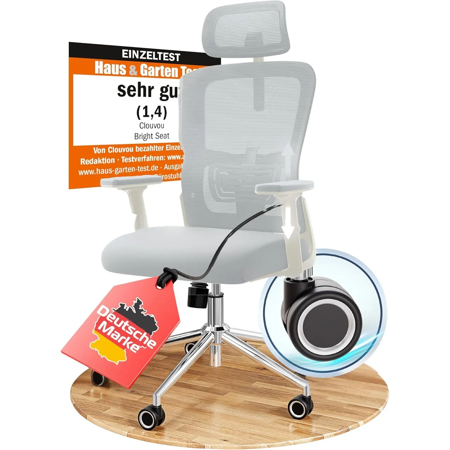 CLOUVOU BrightSeat Bürostuhl Ergonomisch [TESTSIEGER]