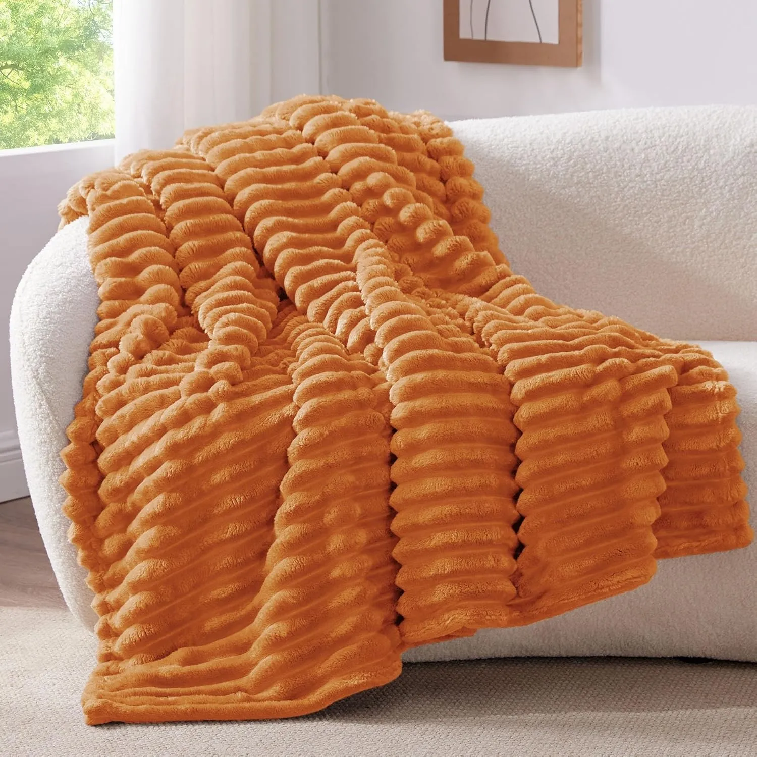 BEDELITE Kuscheldecke Flauschig Deko Decke für Couch, Orange, 150x200 | Flanell Fleecedecke, Cord Überwurf für Wohnzimm…