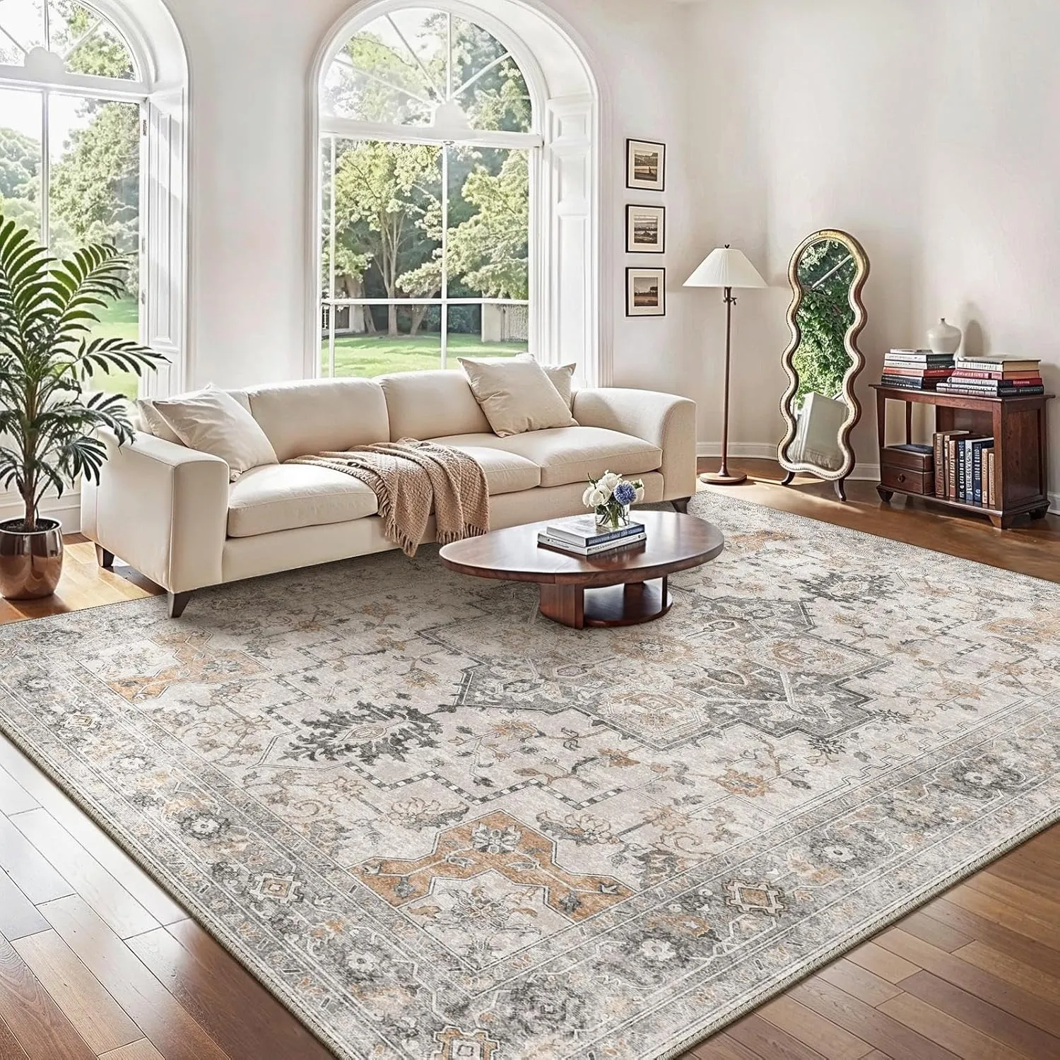 GENIMO Vintage Teppich 240x300cm, Extra Große Teppiche, Wohnzimmer Teppiche, Boho Teppich, Großer Carpet rutschfest, Sc…