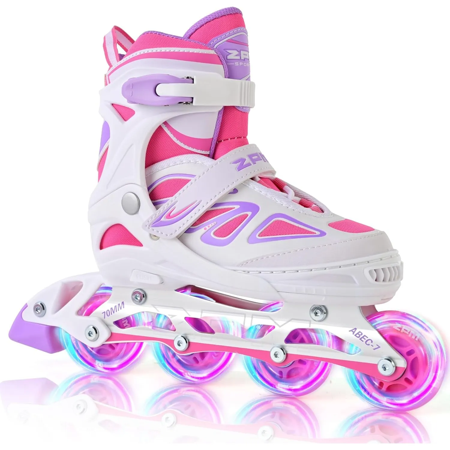2PM SPORTS Verstellbar Inliner für Kinder, Leucht Inline Skates Rollschuhe für Damen/Herren