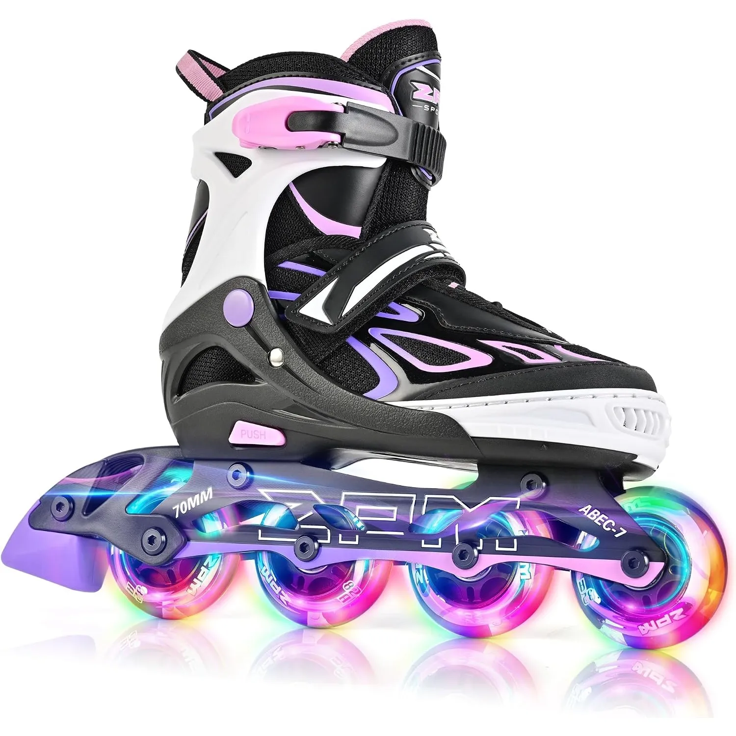 2PM SPORTS Verstellbar Inliner für Kinder, Leucht Inline Skates Rollschuhe für Damen/Herren