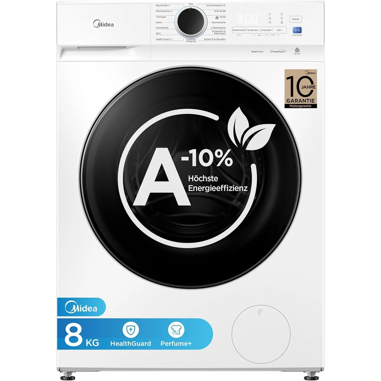 Midea Waschmaschine 8 kg Energieeffizienzklasse A-10% weiß MFV3EW80BA10