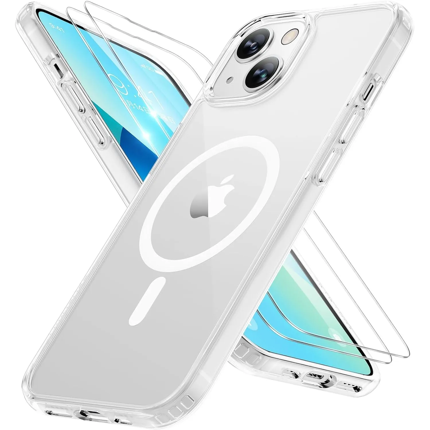 Miracase für iPhone 15 Hülle mit Magsafe & 2 9H+ Panzerglas, Klar