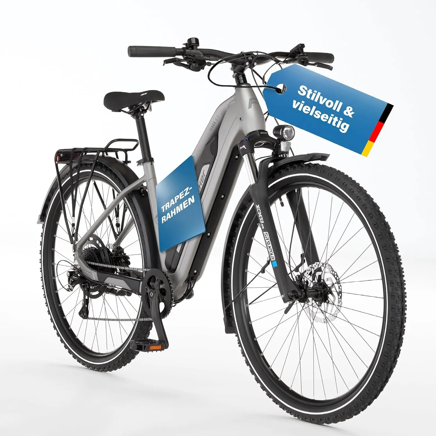 Fischer E-ATB Terra 2.2 Active, Elektrofahrrad für Damen und Herren, RH 45, 459Wh, Heckmotor 50Nm, 48V