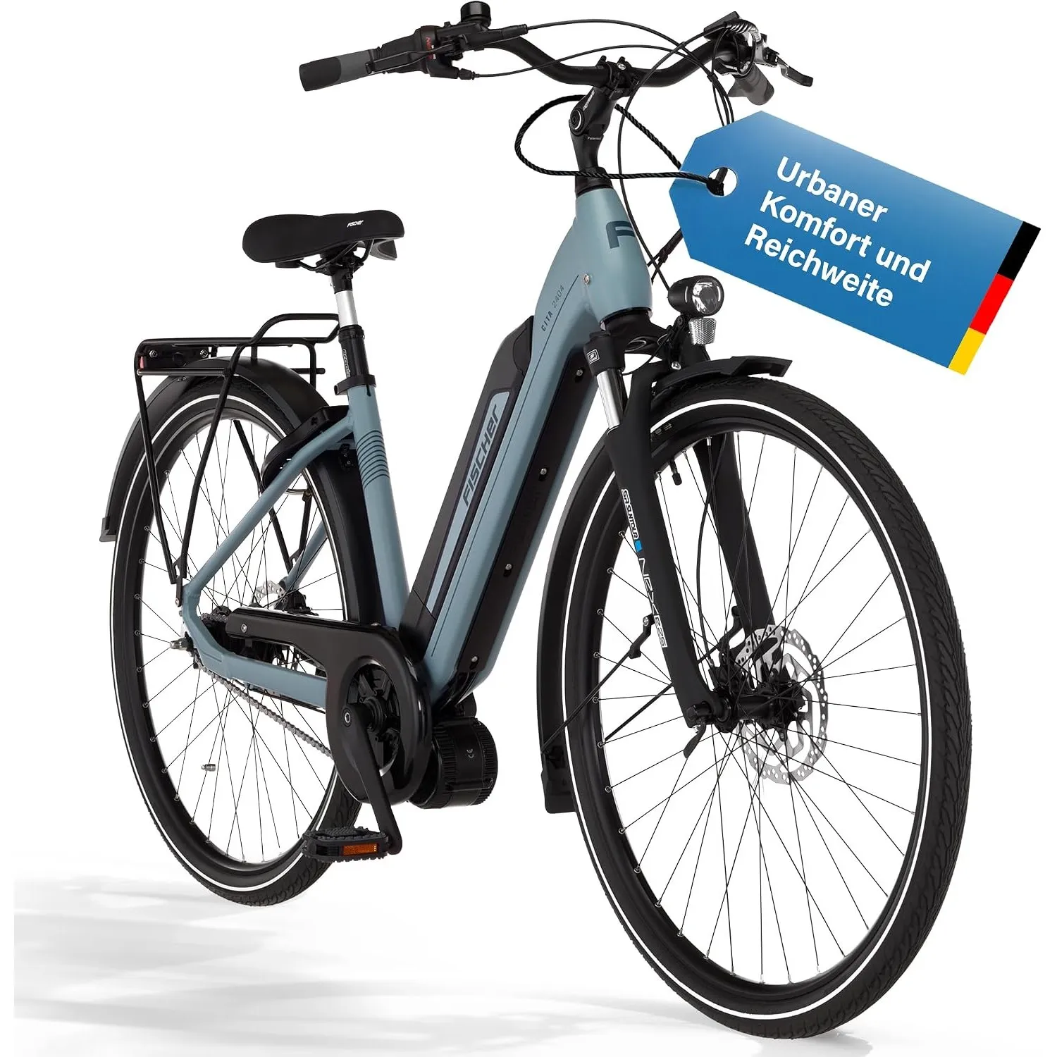 Fischer E-Bike City CITA 2404 Active, Elektrofahrrad für Damen und Herren, RH 43, 688Wh, Mittelmotor 65 Nm, 36 V Akku