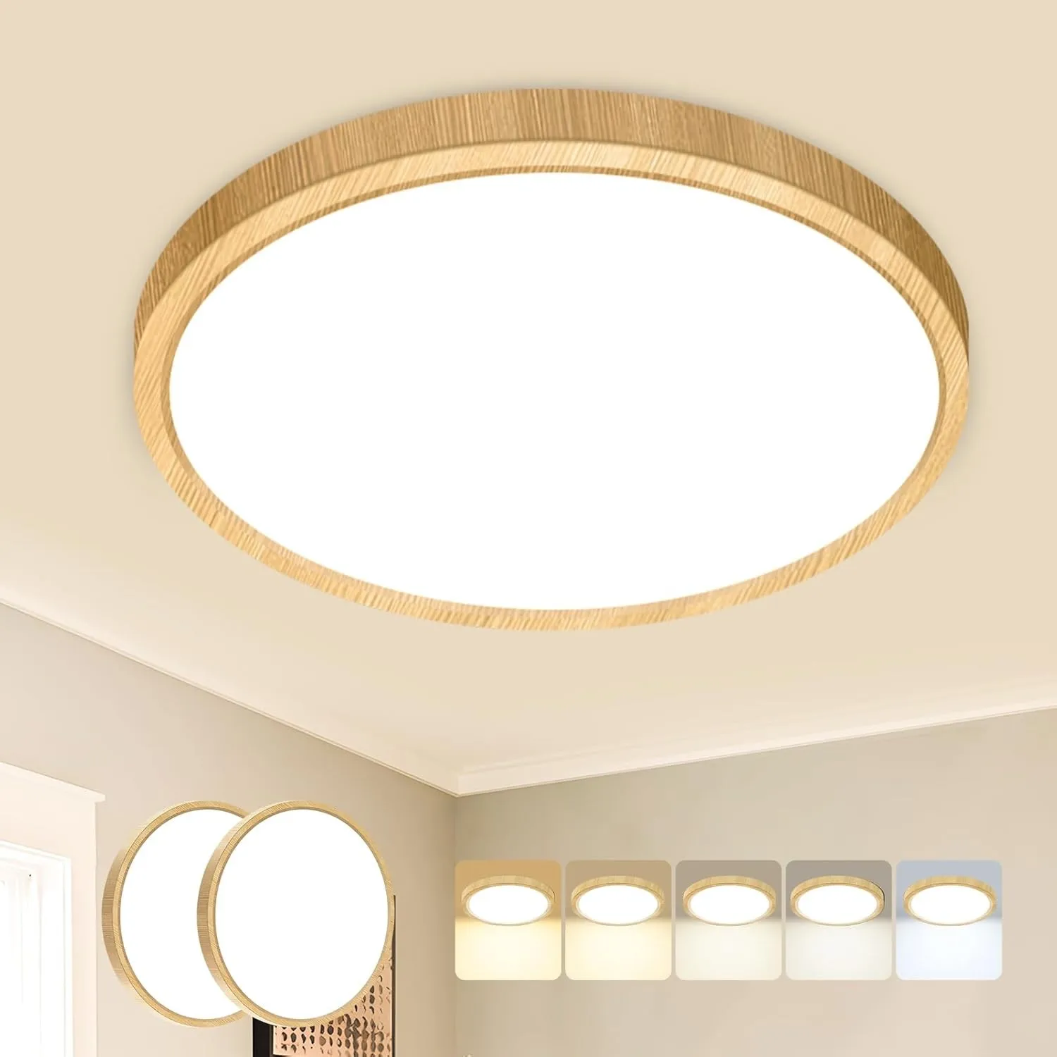 Peasur 2Stück Deckenlampe LED Deckenleuchte Flach,5Farben-3000/3500/4000/5000/6500K,IP54 Wasserfest Badezimmer Lampe De…