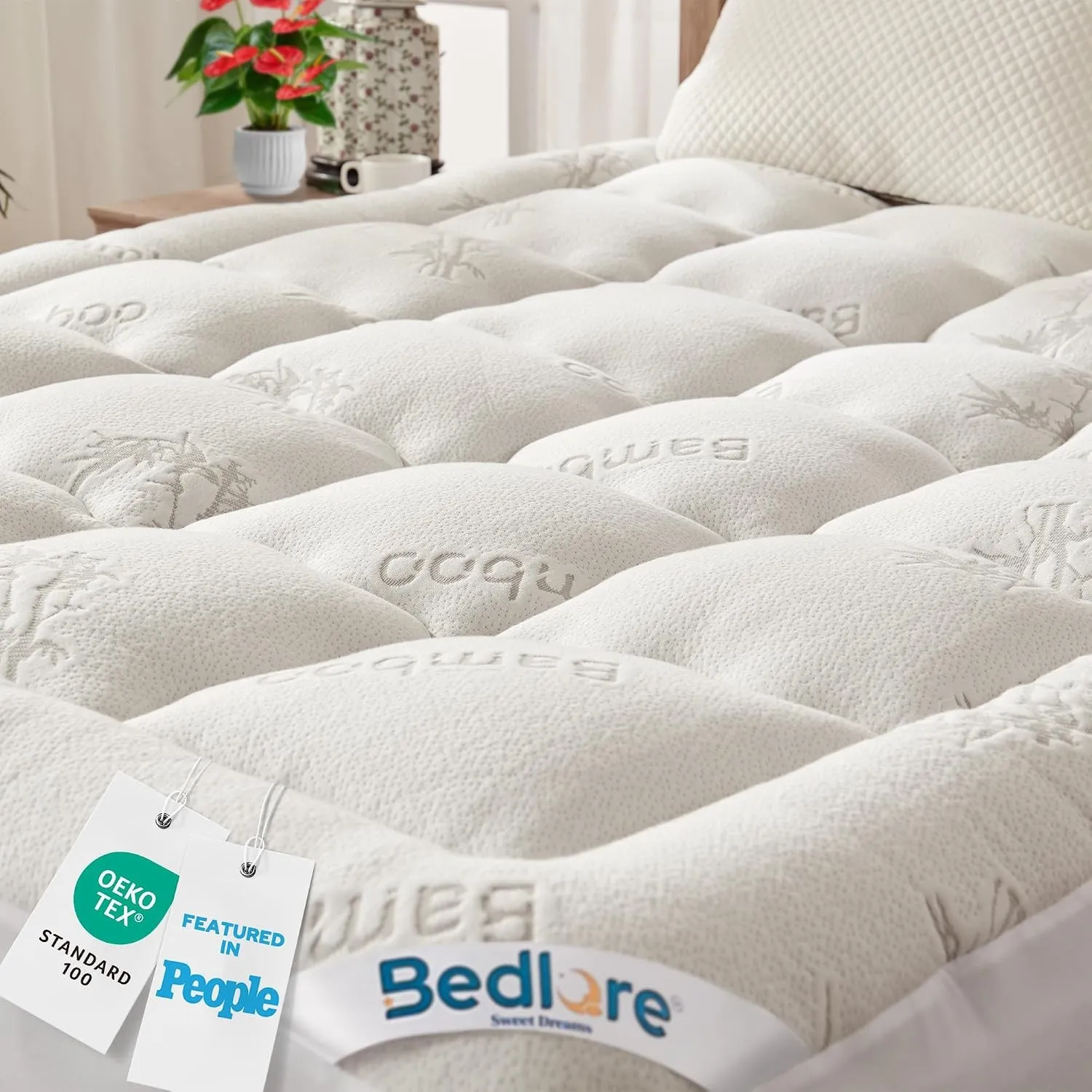 BEDLORE Matratzen Topper 140x200cm, Atmungsaktiv & Bequem Weiß