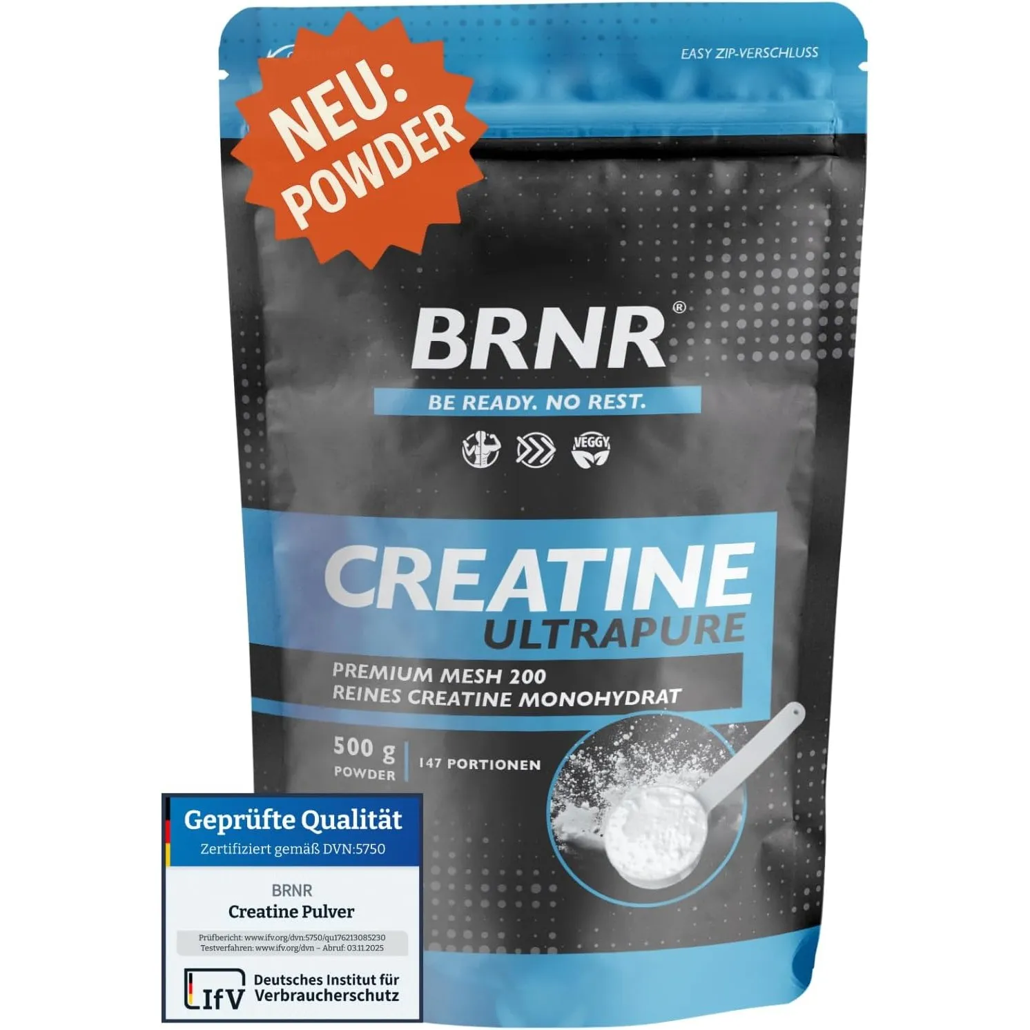 BRNR Creatin Monohydrat Pulver, ultrapures Powder, geprüft und rein, Kreatin Monohydrat, 500g