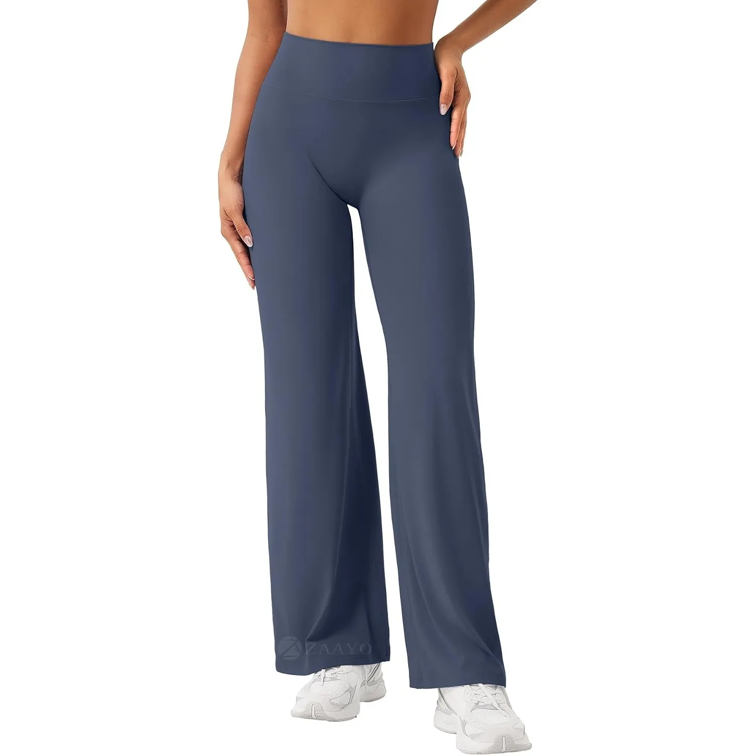 ZAAYO Nahtlose Straight Leggings Damen Flared Legging Yoga Hosen Gym Pant | Hohe Taille, Booty Lifting, Wide Leg, Butte…