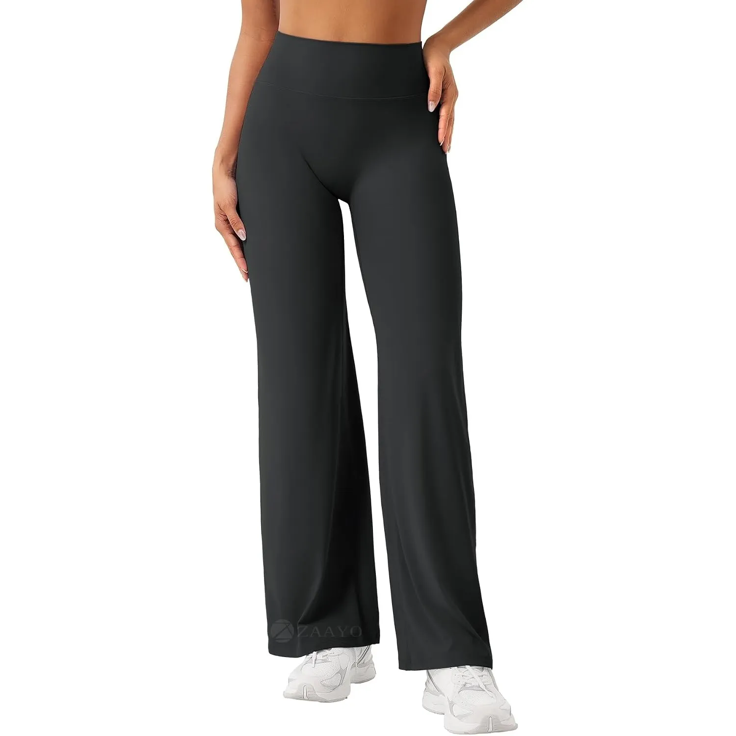ZAAYO Nahtlose Straight Leggings Damen Flared Legging Yoga Hosen Gym Pant | Hohe Taille, Booty Lifting, Wide Leg, Butte…