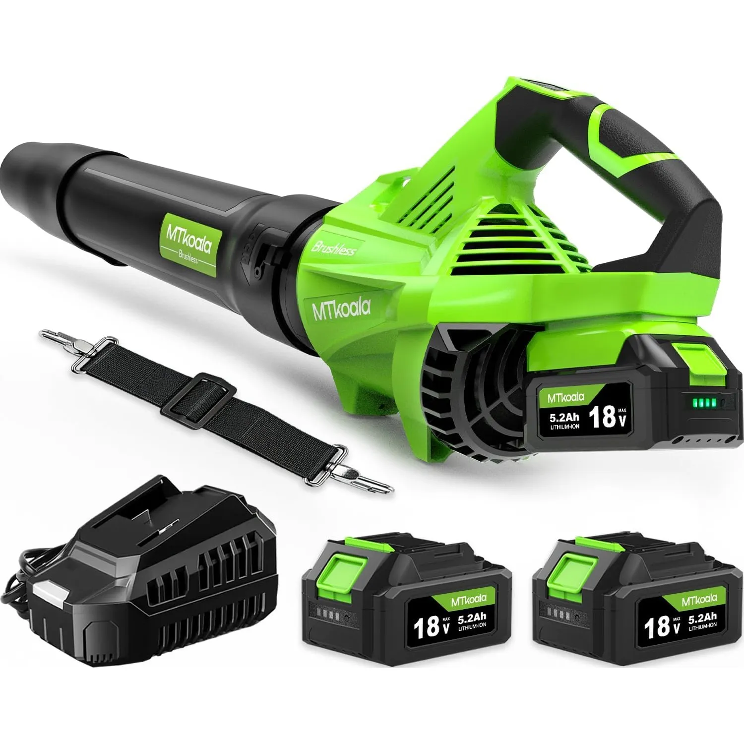 Akku Laubbläser mit Neuem, Verbessertem 1200W Brushless Motor, 1189m³/h&320km/h, 3 Geschwindigkeitsstufen, bis zu 160 M…