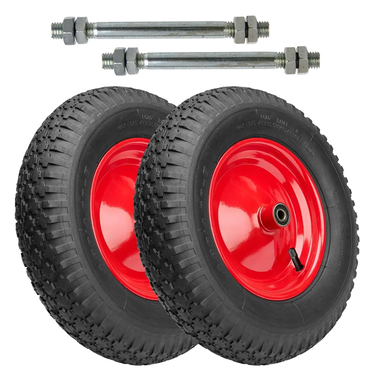 Garronda 2er Pack Ersatzrad Schubkarre 4.80/4.00-8 Schubkarrenrad Ø 390 mm Luftreifen 2PR Reifen bis 210 kg mit Achse S…