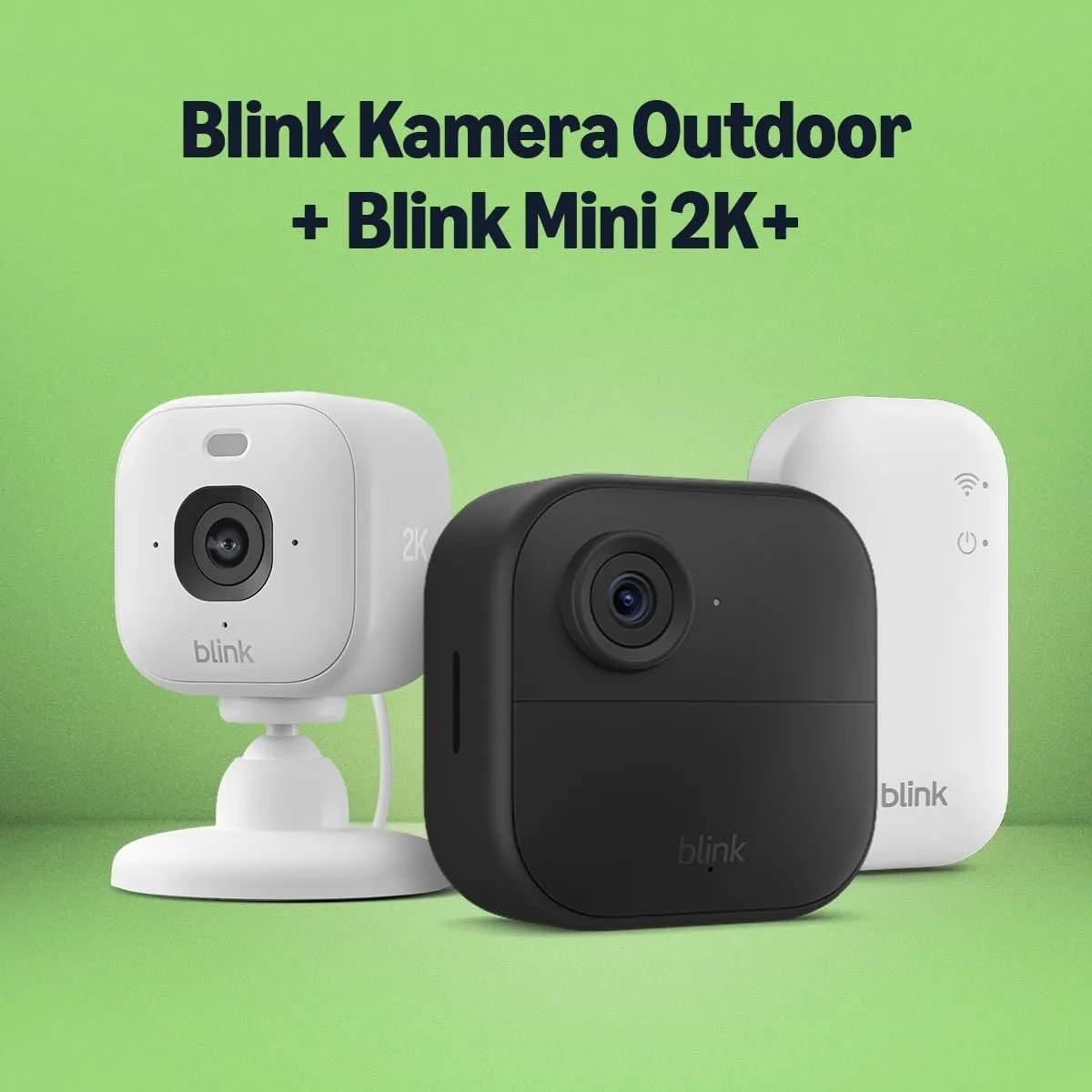 Blink-Kamera Outdoor 4 + Blink Mini 2K+ Weiß (neueste Generation)| Kabellose intelligente HD-Sicherheitskamera, zwei Ja…