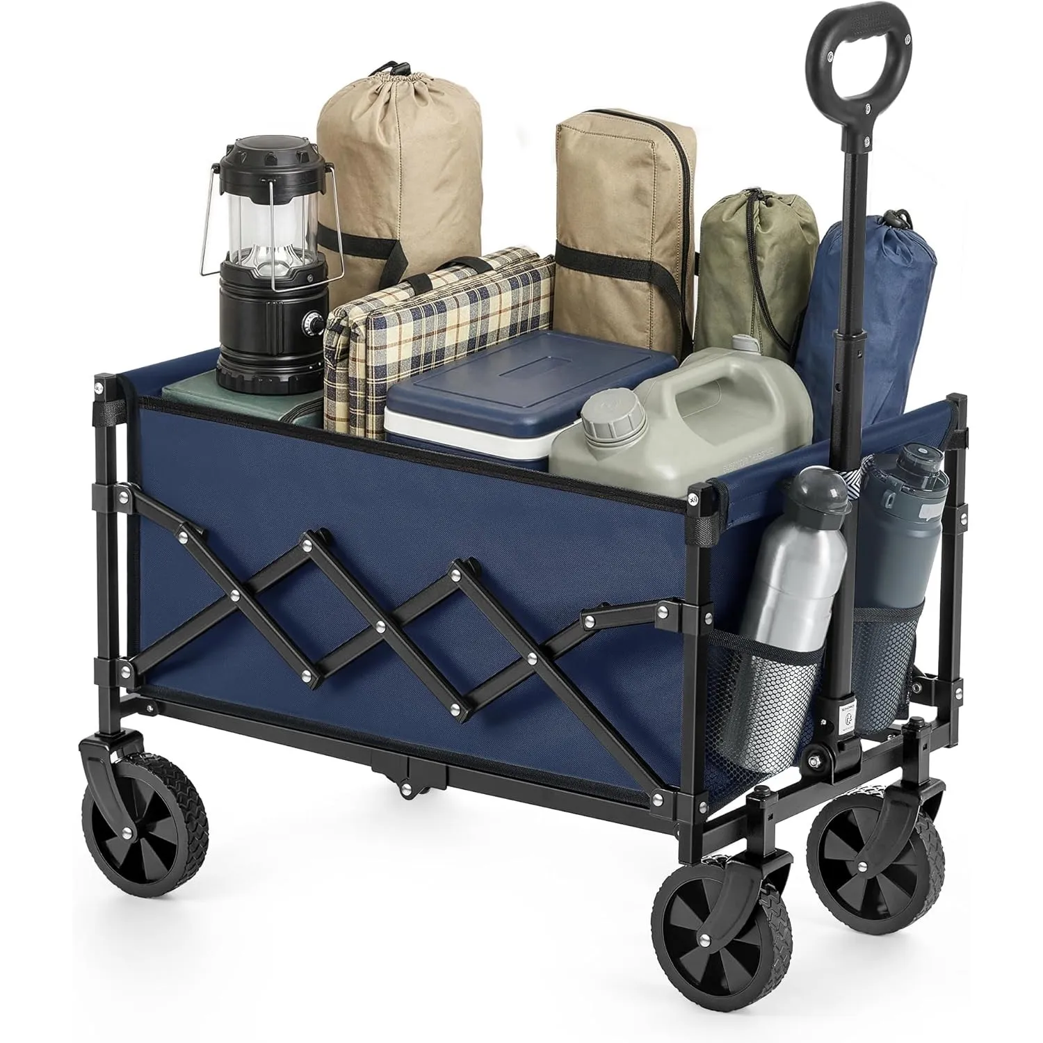 SONGMICS Kleiner Handwagen faltbar, Gartenwagen, kompakt, mit Griff, mit 4 verstärkten Rollen, Davon 2 Universalräder, …